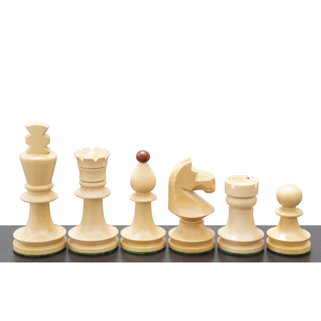 Handmade Wooden Chess Pieces Set - Reproduced Romanian Hungarian National Tournament Weighted Chess, King 3.9