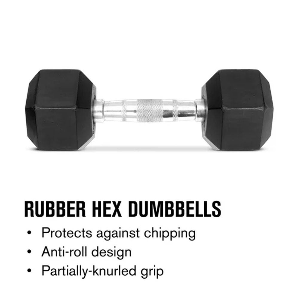 Weider Rubber Hex Dumbbell 115 lbs - Heavy Duty Workout Equipment for Home Gym, Strength Training & CrossFit | Sold Individually