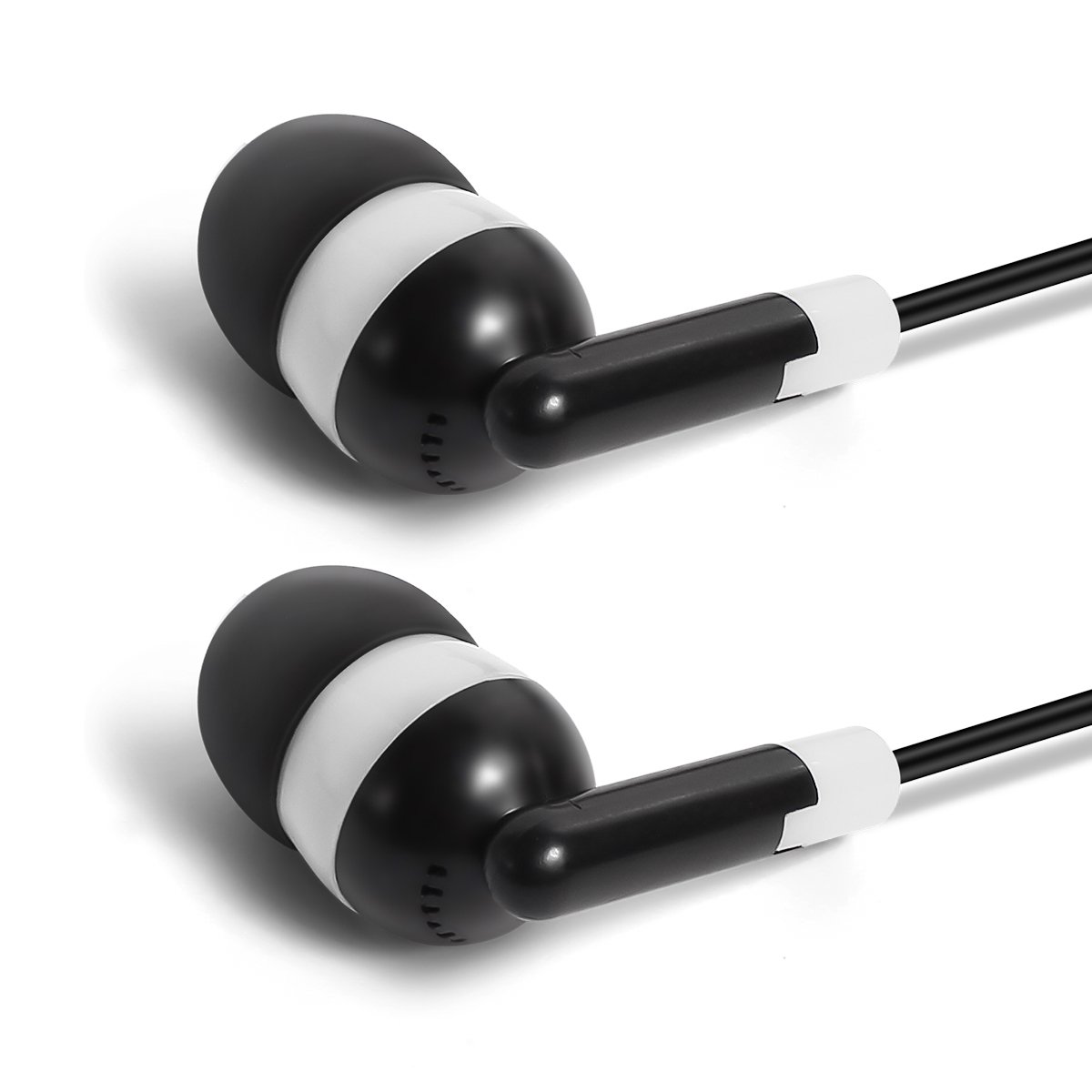 Bulk Disposable Earbuds Headphones 100 Pack - Individually Wrapped White Earphones KWA-08-W for School, Classroom, Students - Perfect for Education, Travel, Gym & Events