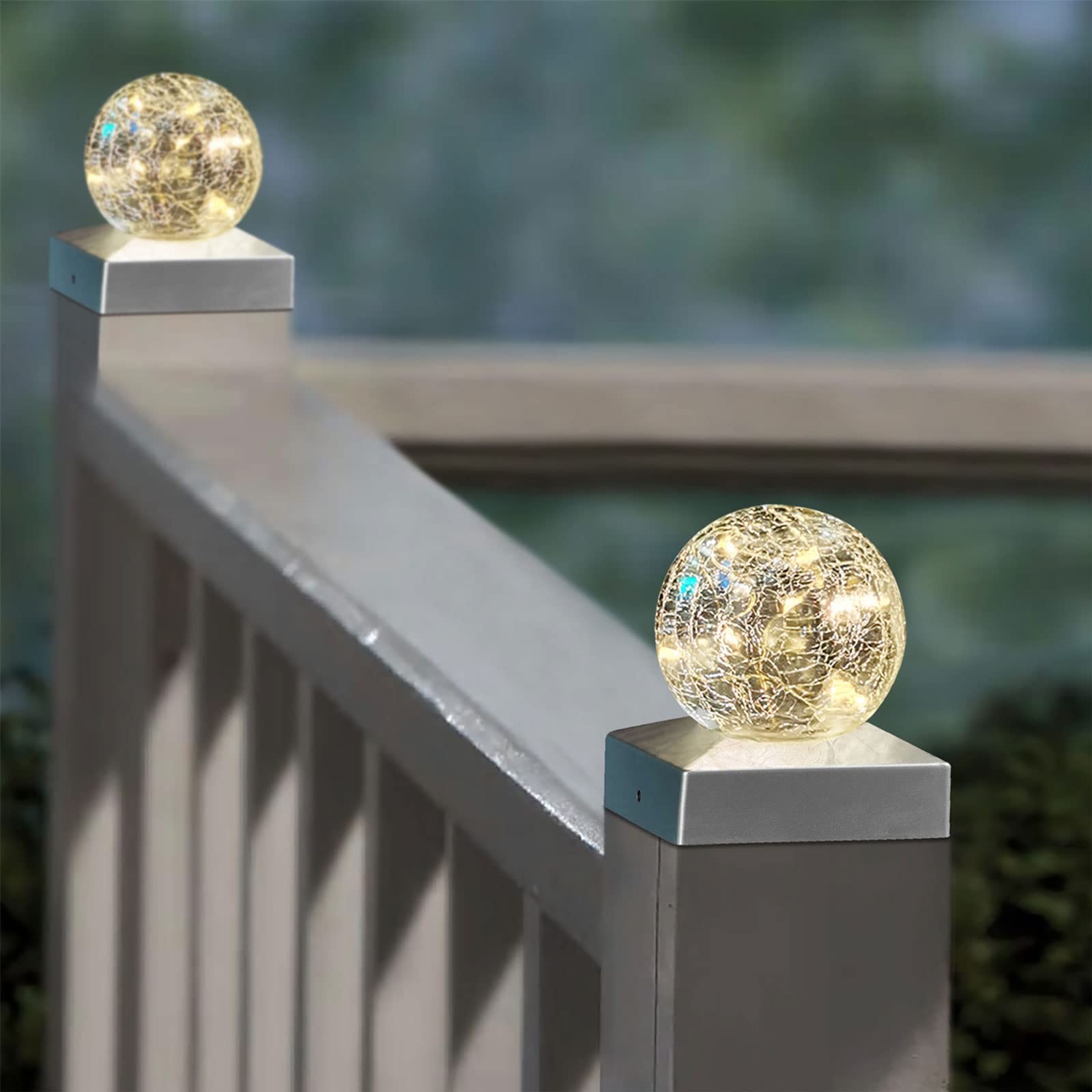 2PK Solar Post Cap Lights - Waterproof Outdoor LED Lights for Deck, Fence, Patio & Garden - Warm White Decorative Lighting for Wooden or Vinyl Posts - Perfect for Backyard, Pathway & Landscape Lighting