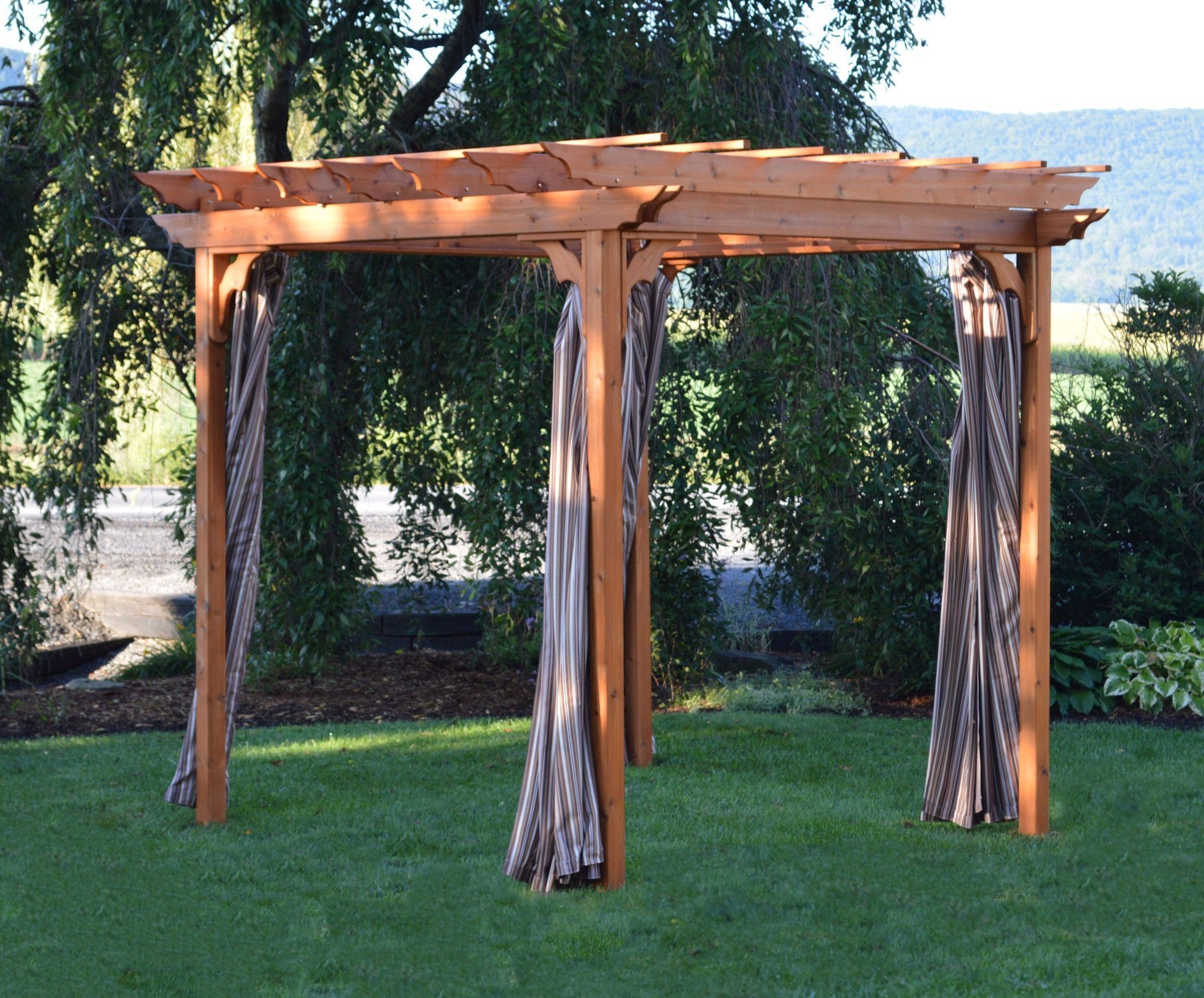 A & L Furniture Cedar Pergola with Swing Hangers - Outdoor Garden Gazebo for Backyard, Patio, and Swing Set Installation