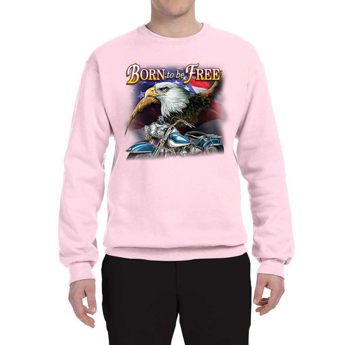 Wild Bobby Born to Be Free Bald Eagle & American Flag Graphic Sweatshirt - Unisex Crewneck Pullover for Men & Women - Perfect for Casual Wear, Road Trips, and Patriotic Events