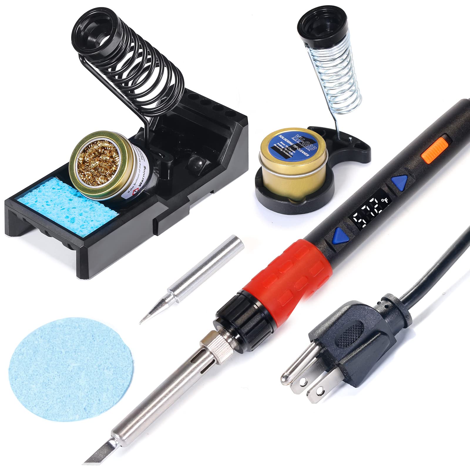 YIHUA 928D III 60W Adjustable Temperature Soldering Iron Kit with Premium X-4 Stand, 5 Tips, Solder Wire & Sponge - Perfect for Electronics Repair, DIY Projects & Home Improvement