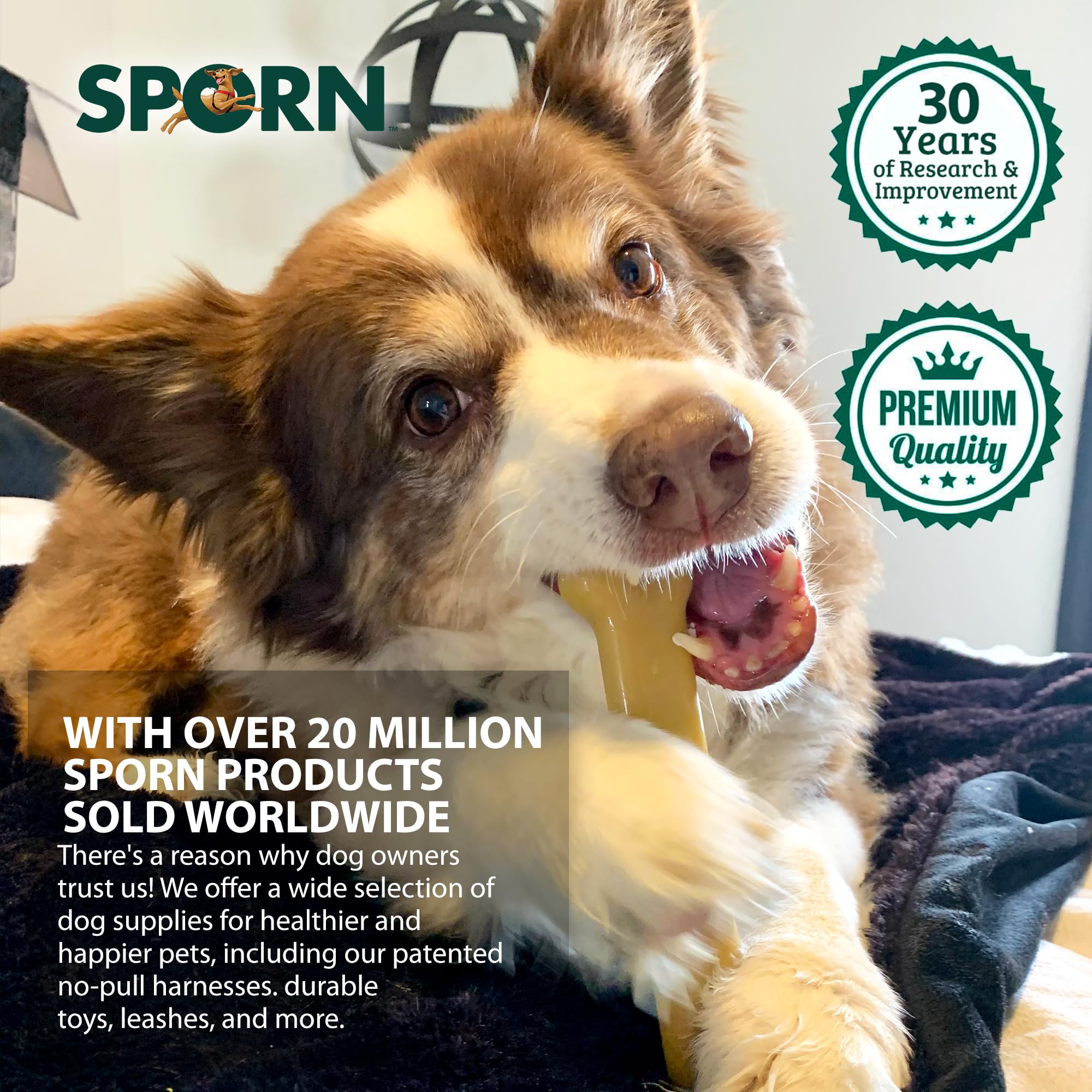Sporn Marrow Dog Chew Bones for Aggressive Chewers - Peanut Butter Flavor, Gluten-Free & Non-Toxic Extra Large Dog Chew Toys - Perfect for XL Dogs, Long-Lasting Dental Health & Stress Relief - Great for Crate Training, Teething Puppies & Boredom Busters