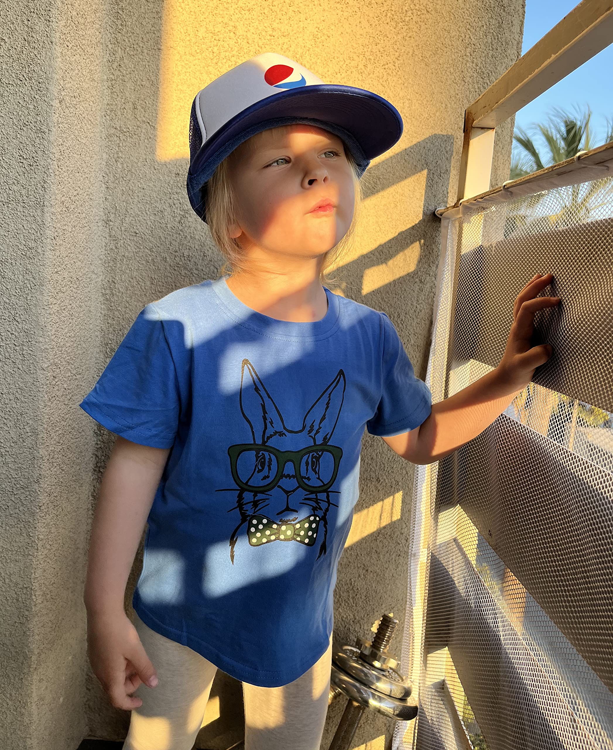 Easter Bunny Shirts for Toddlers - Cute Rabbit with Glasses Print T-Shirt | Happy Easter Short Sleeve Tee Tops for Boys & Girls | Perfect for Easter Egg Hunts & Spring Family Photos