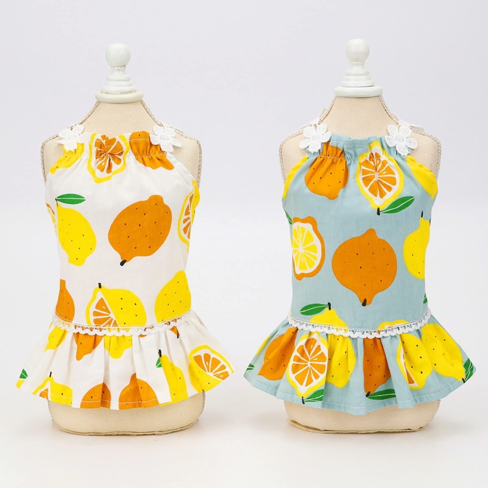 Breathable Sleeveless Lemon Print Dog Dress for Small Dogs - Summer Pet Clothes Puppy Costume for Outdoor Walks & Playtime