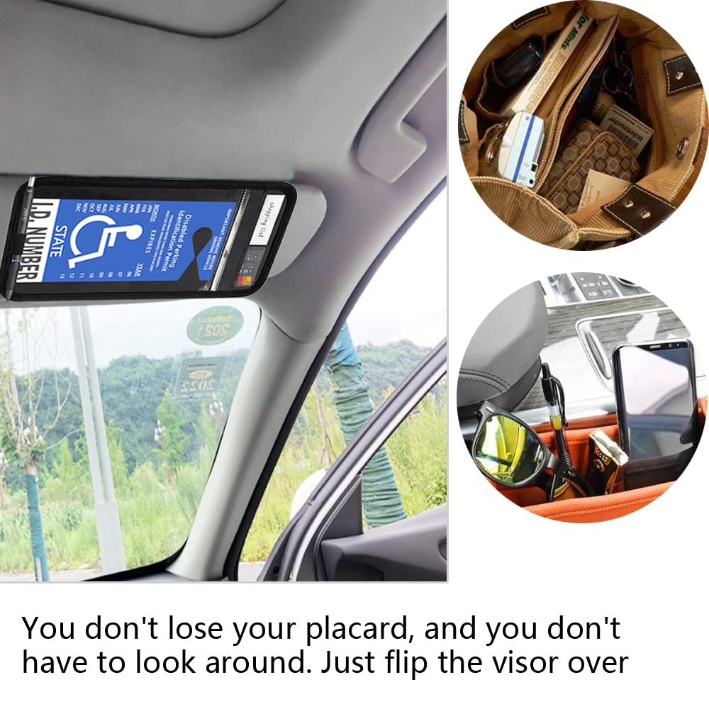 Black Car Visor Handicap Parking Placard Holder with Pen Slot & Note Paper - 1PC Universal Disabled Permit Organizer for Vehicles - Perfect for Seniors and Disabled Drivers