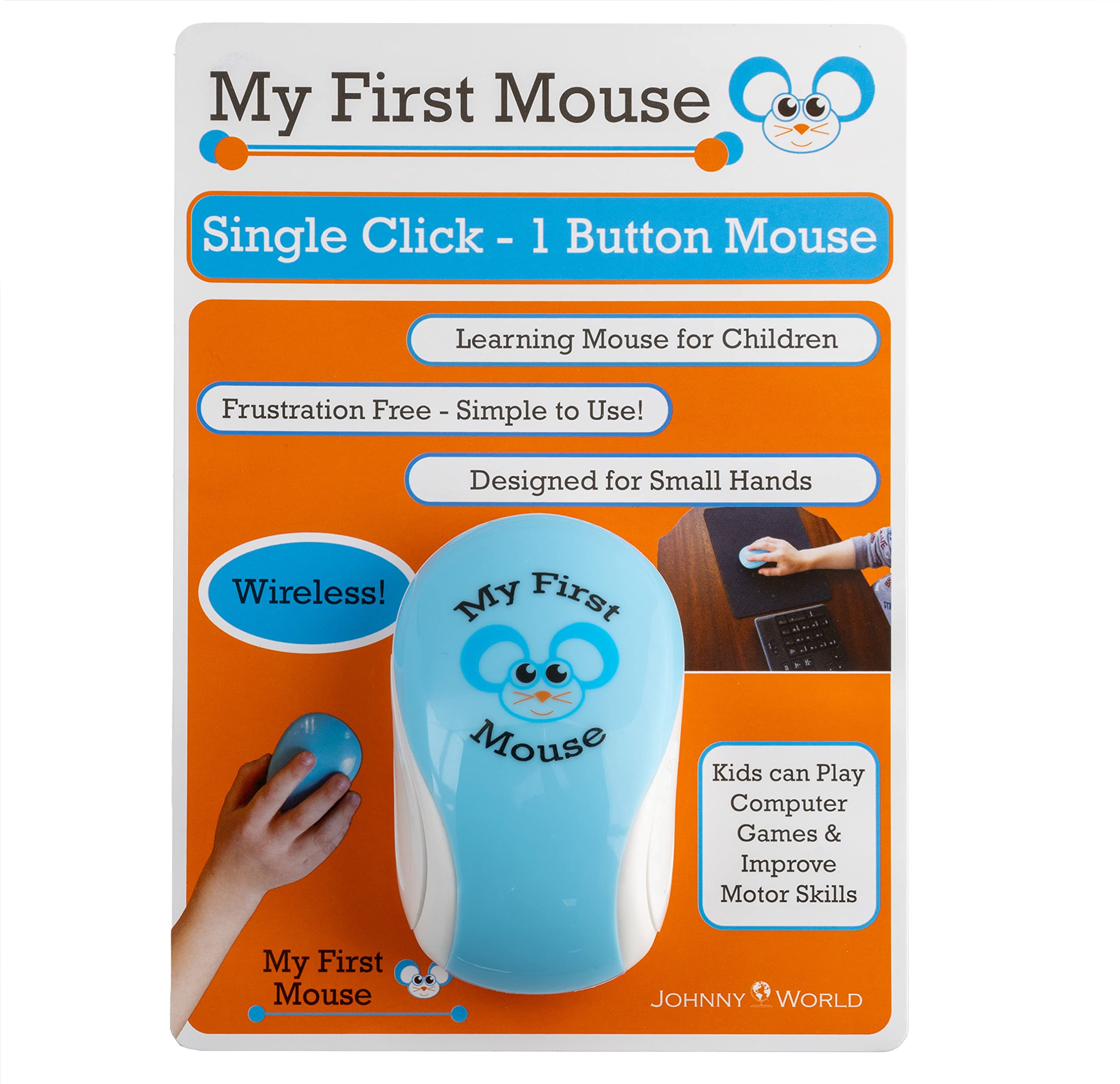 My First Mouse - Wireless Single Click One Button Mouse for Small Hands & Early Learners | Perfect for Kids, Educational Computer Games & Preschool Learning | Ideal for Home, School & Beginner Computer Use
