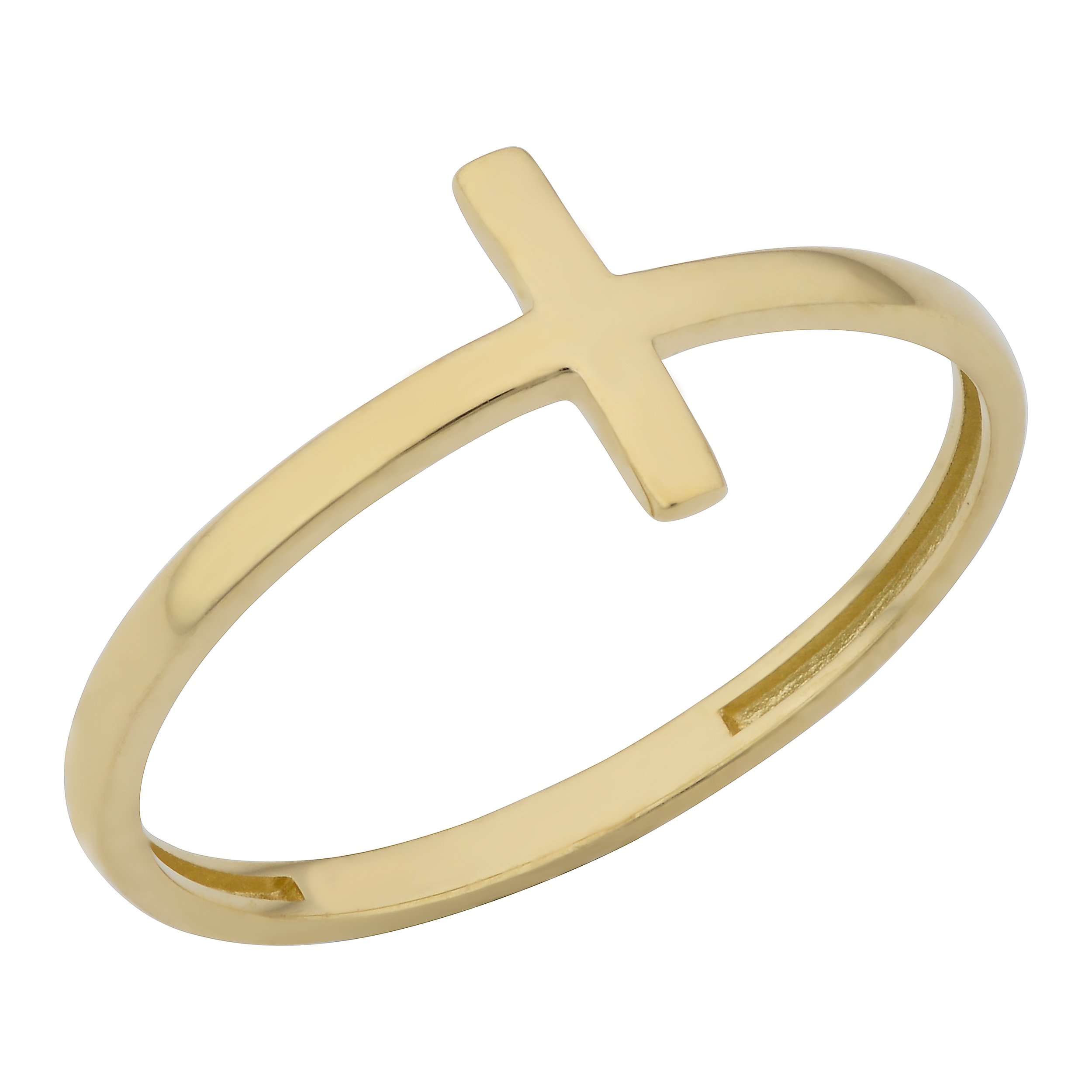 10K Yellow, White & Rose Gold Cross Ring for Women & Men - Religious Jewelry Gift for Baptism, Confirmation & Everyday Wear - Kooljewelry