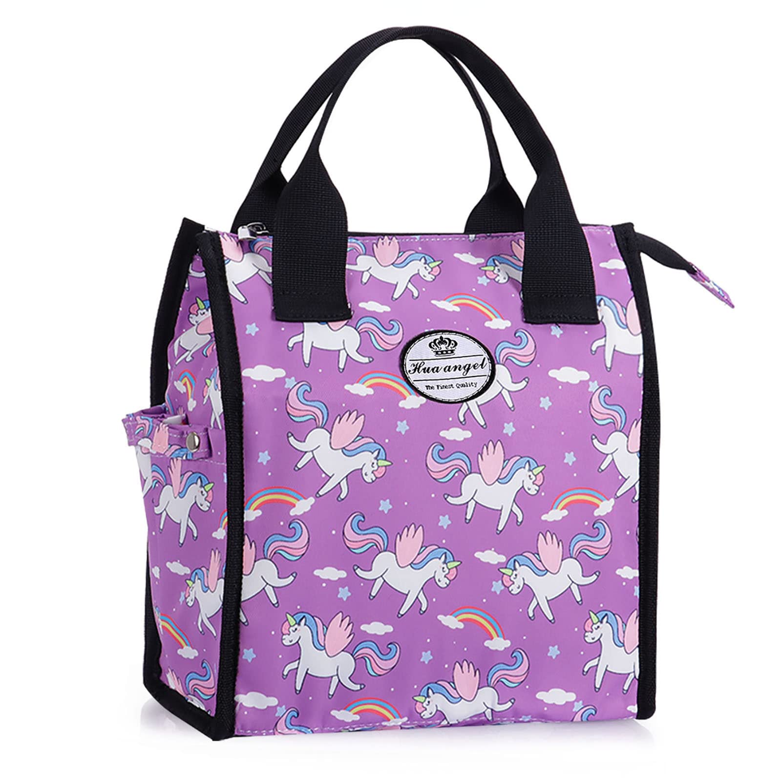 HUA ANGEL Insulated Lunch Bag with Floral Design - Leakproof Reusable Cooler Tote for Office, Work & Picnics | Adjustable Shoulder Strap | Perfect for Meal Prep, School Lunches & Outdoor Activities