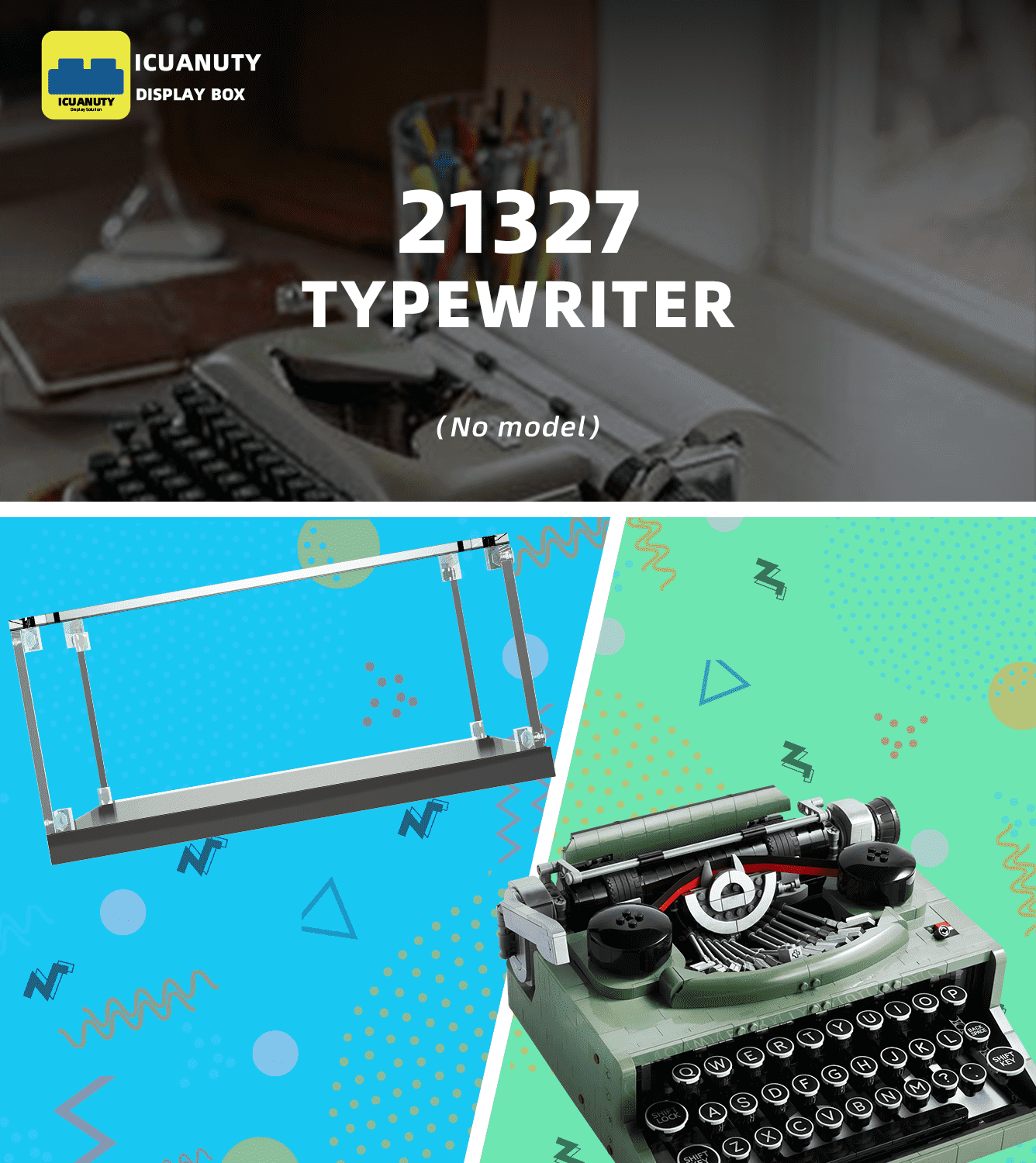 Lego Ideas Typewriter 21327 Display Case - Premium Acrylic Showcase for Collectible Lego Sets | Perfect for Home Office, Shelf Display & Gift Presentation