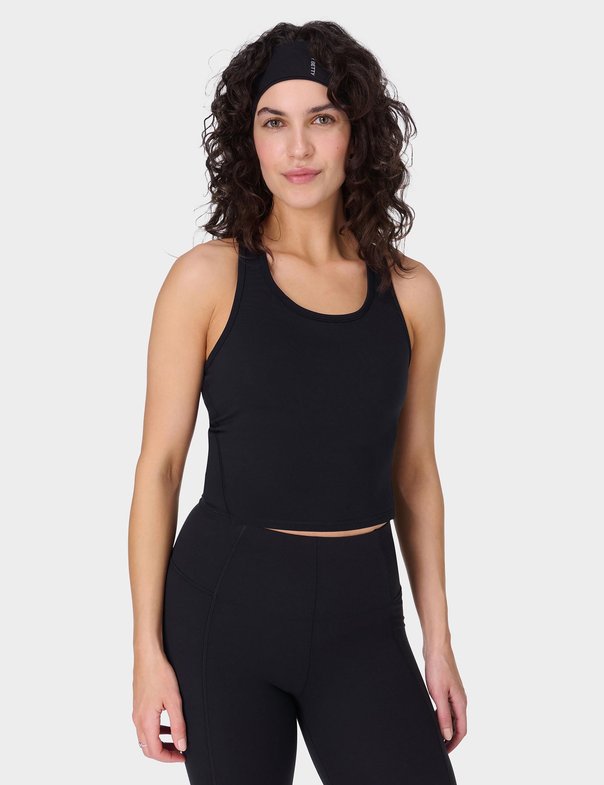 Power Medium Impact Crop Gym Tank - Black | High-Performance Workout Top for Women | Perfect for Yoga, Running & Fitness Training