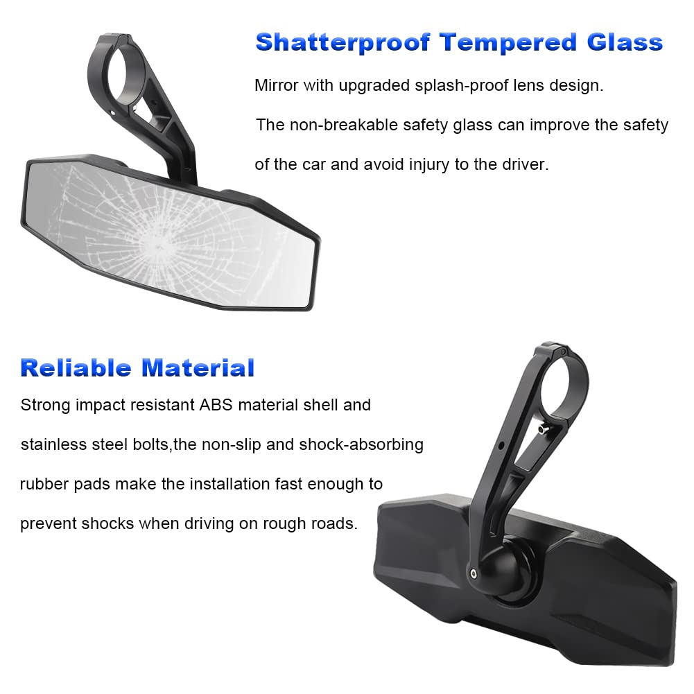 UTV Center Rear View Mirror for Polaris General RZR Ranger 570 900 1000 XP & Arctic Cat Wildcat (2015-2024) | 1.75