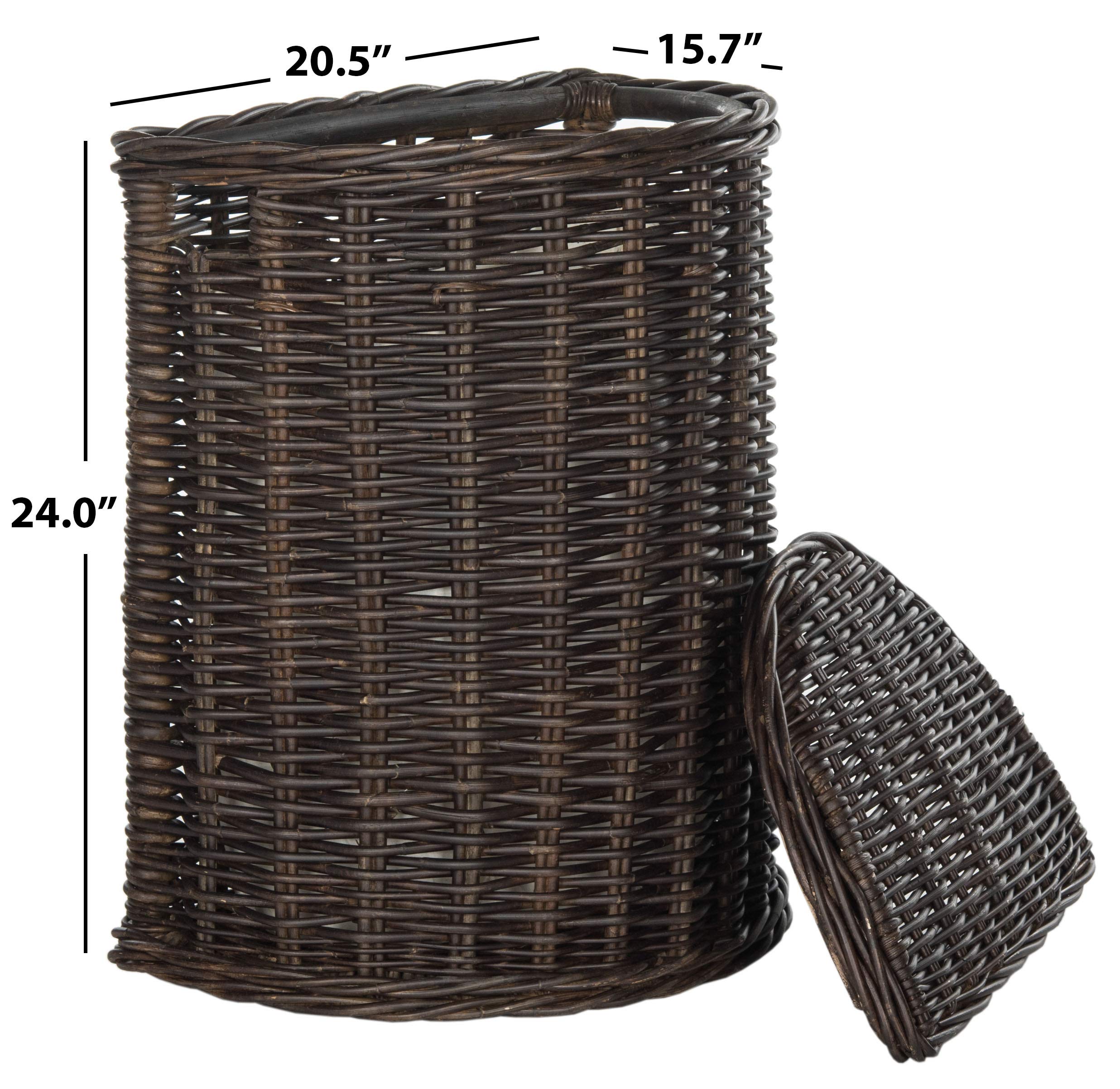 SAFAVIEH Manzu Brown Laundry Hamper Basket - Woven Storage Bin for Bedroom, Bathroom & Closet Organization - Natural Fiber Decor for Home & Dorm
