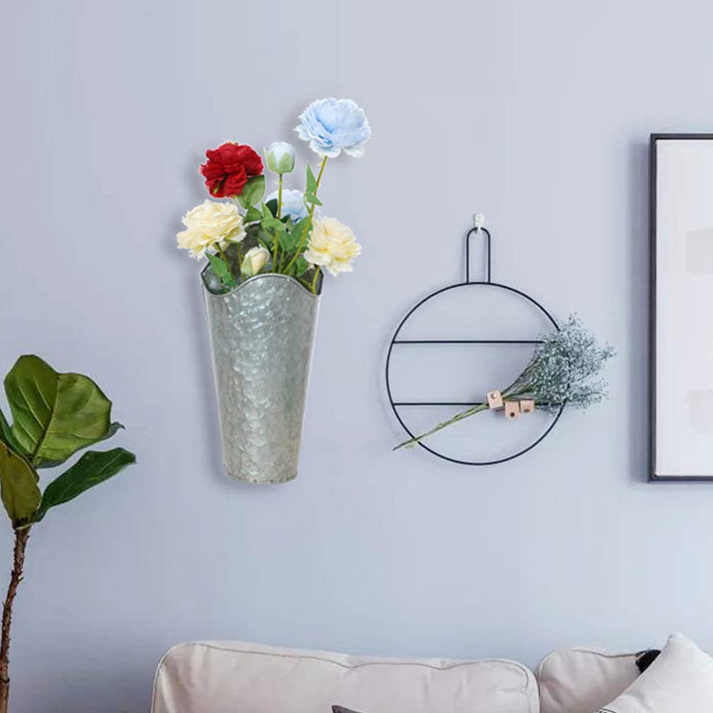 DOITOOL 2 Pack Metal Wall Mounted Flower Pots - Farmhouse Style Hanging Wall Planter for Succulents, Flowers, Herbs - Rustic Home Wall Decor for Living Room, Bedroom, Kitchen & Outdoor Garden