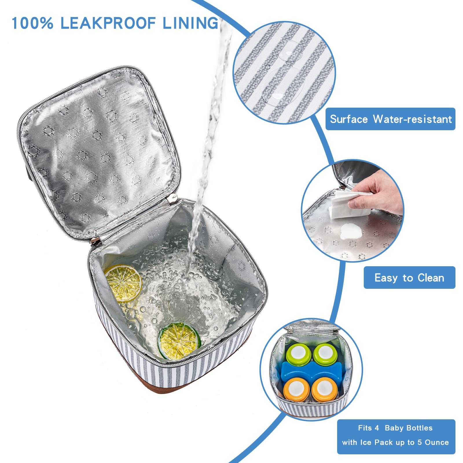 Breastmilk Cooler Bag with Ice Pack - Fits 4 Baby Bottles (Up to 5oz) - Insulated Baby Bottle Cooler for Nursing Moms & Daycare - Perfect for Travel, Work, and On-the-Go Feeding