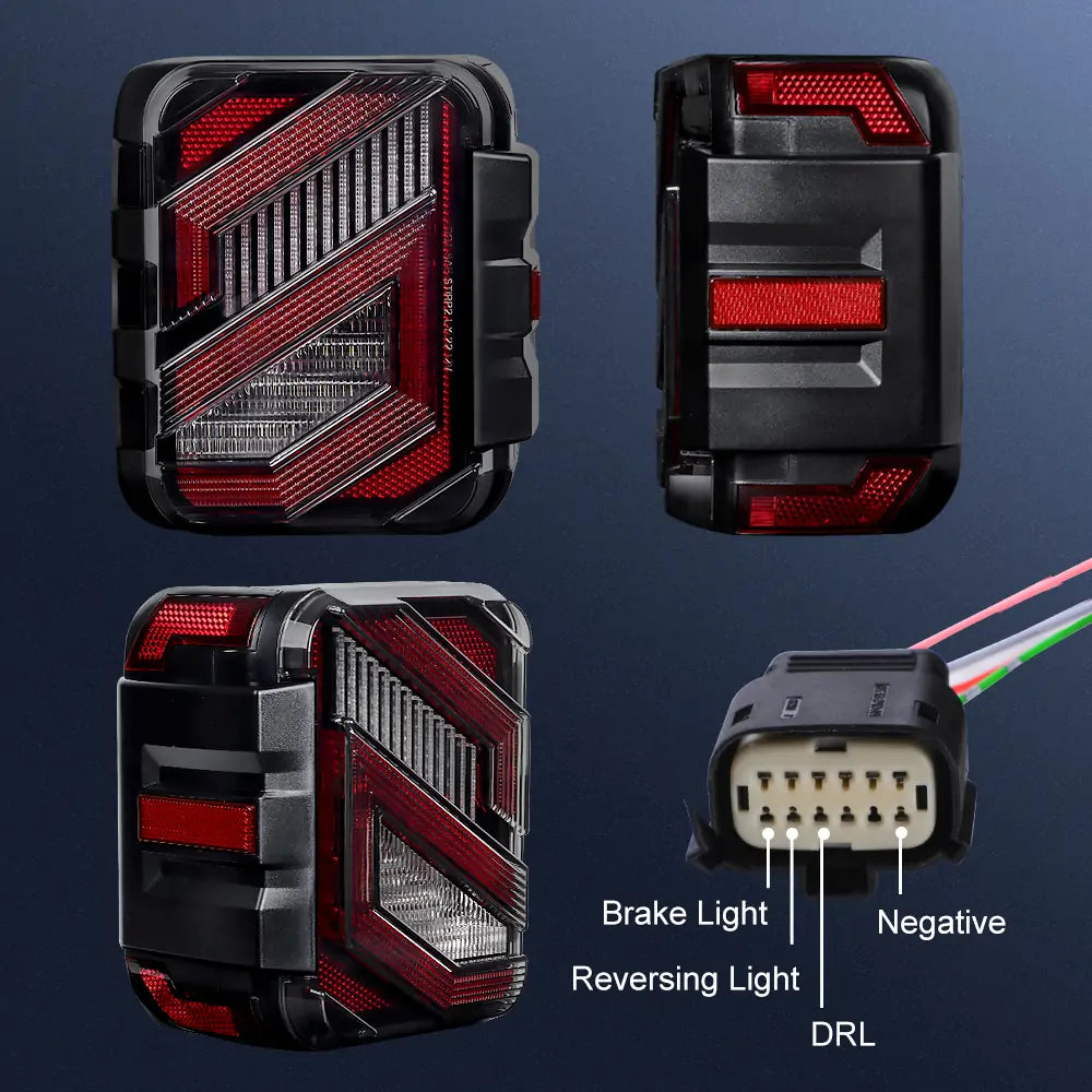 LOYO® LED Tail Lights for Jeep Wrangler JL & JLU (2018-2024) - Smoked Lens - Waterproof & Durable Replacement Lights for Off-Roading & Night Driving