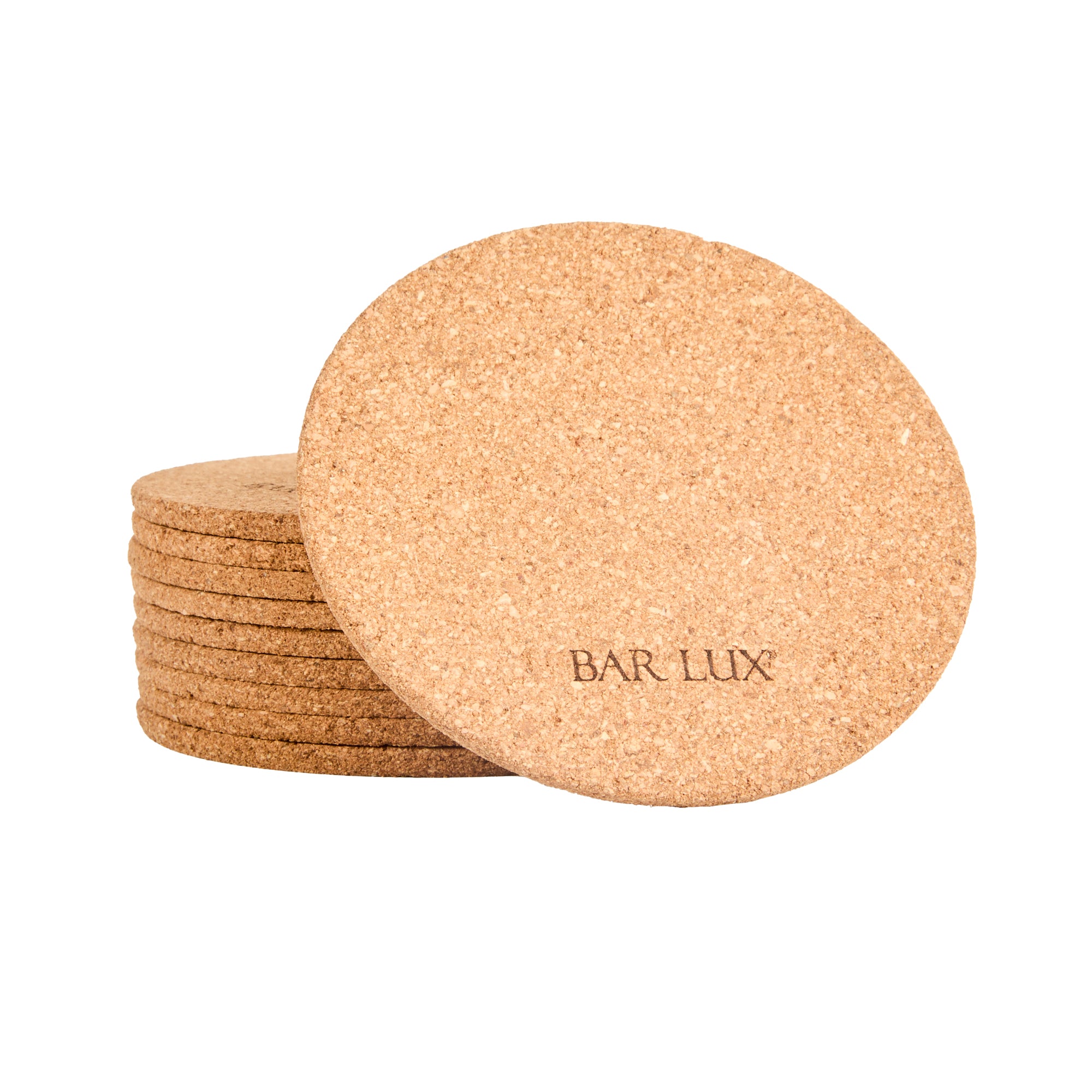 Premium Bar Lux Round Cork Coasters - Set of 100 Natural Wine & Drink Coasters for Home, Bar, and Restaurant Use