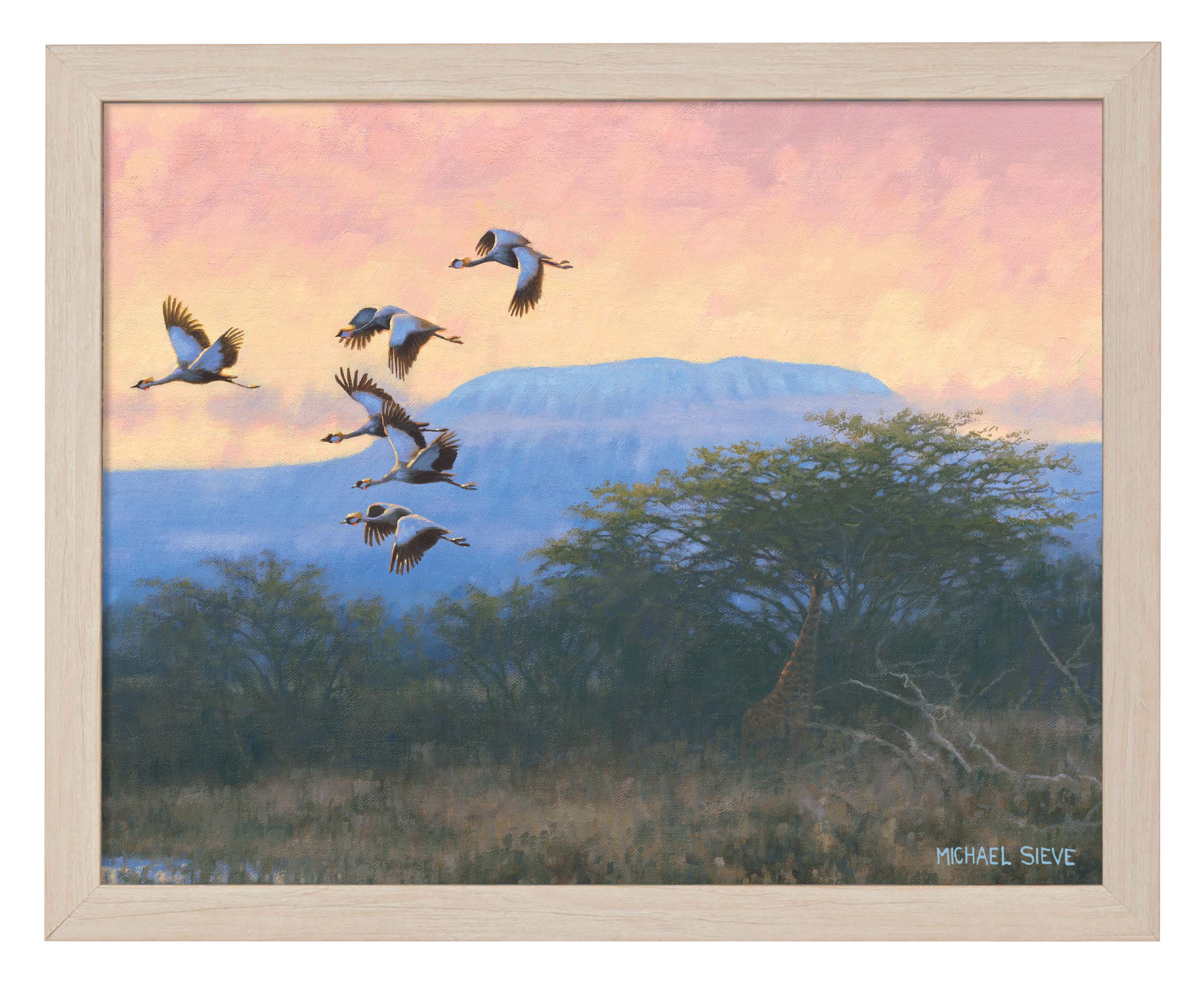 Exquisite Crowned Cranes Art Prints - Handmade Wildlife Wall Decor for Living Room, Bedroom & Office - Premium Framed Bird Painting Home Decor