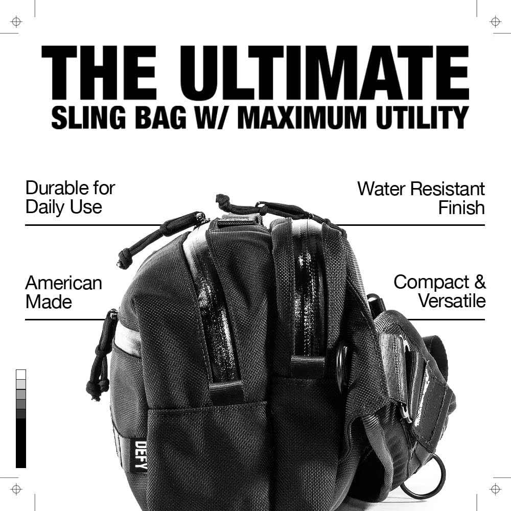 DEFY Ballistic Nylon Crossbody Sling Bag for Men - 10.5L Utility Shoulder Bag with 13