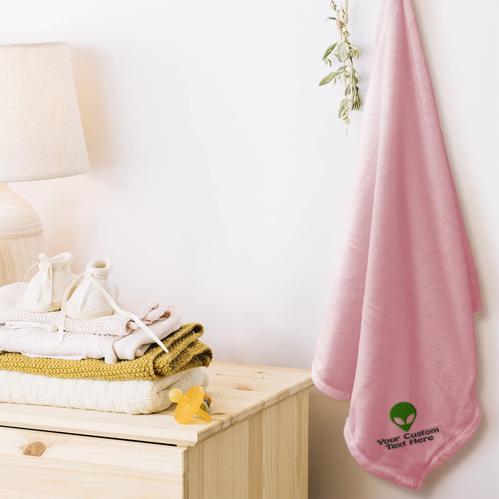 Custom Embroidered Baby Blankets for Boys & Girls - Soft Nursery Bedding with Cute Alien Design | Perfect for Cribs, Strollers & Gift Giving