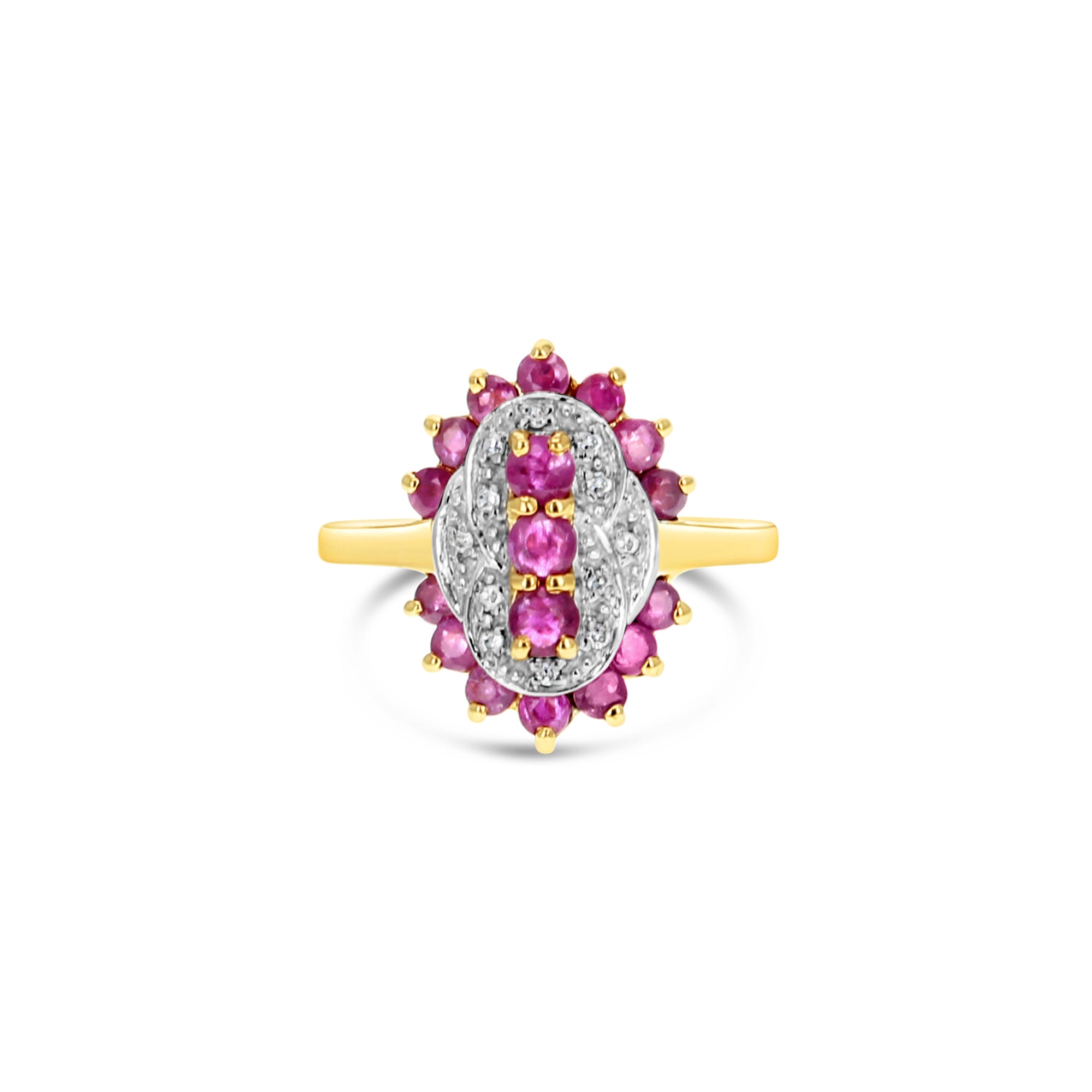 Vintage Style Diamond Sapphire or Ruby Ring - 10k Yellow Gold Engagement Ring for Women, Perfect for Weddings, Anniversaries & Special Occasions