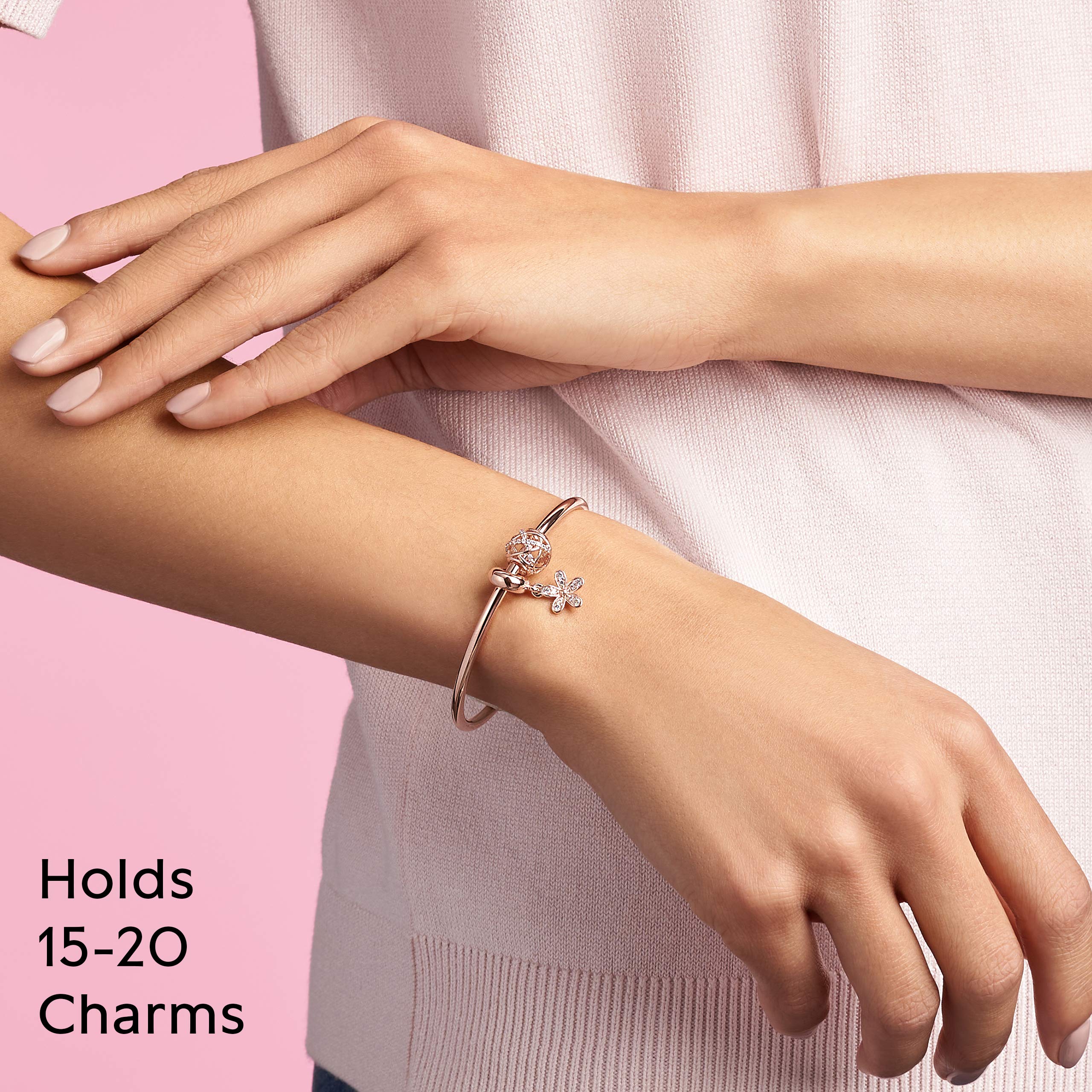 PANDORA Rose Gold Bangle Bracelet for Women - Elegant & Stylish Jewelry Gift for Her - Perfect for Weddings, Anniversaries & Special Occasions