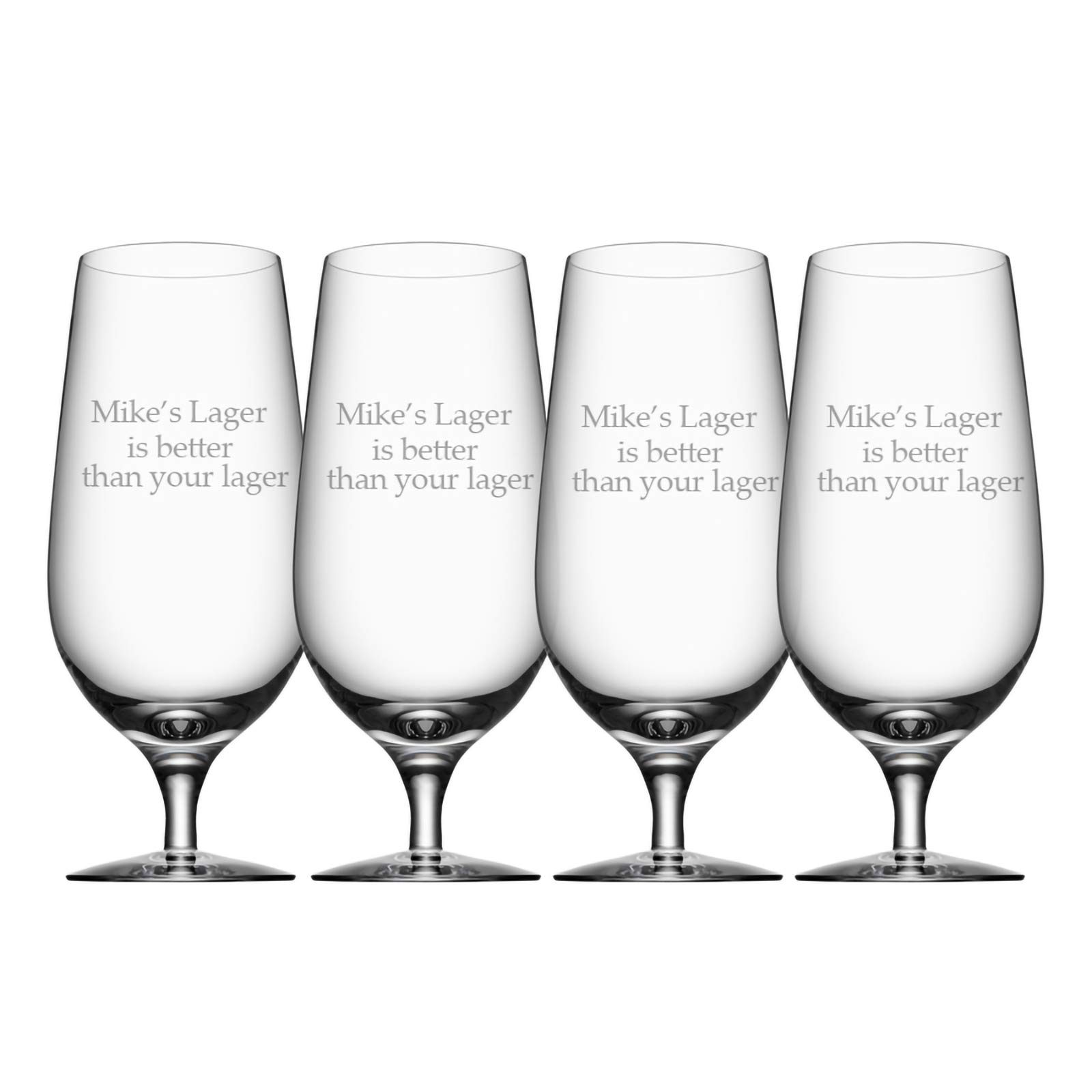 Orrefors Lager Personalized Crystal Beer Glasses Set of 4 - 20.3oz Custom Engraved Beer Mugs for Lager Beer - Perfect for Weddings, Anniversaries & Gifts for Beer Lovers