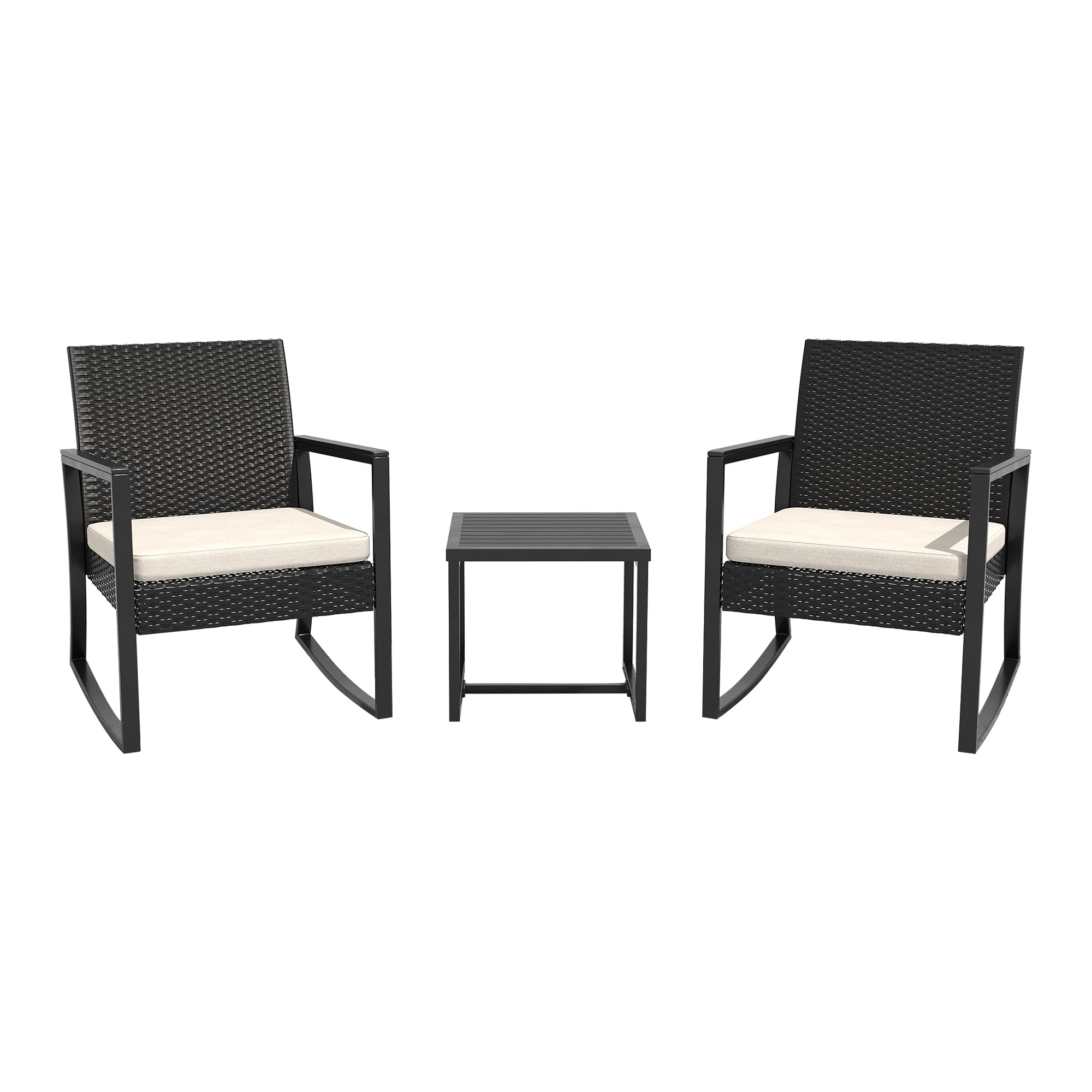 3-Piece Outdoor Patio Furniture Set - All-Weather Wicker Rattan Chairs with Glass Table for Poolside, Garden, Porch | Perfect for Backyard Relaxation, Bistro Dining & Outdoor Entertaining