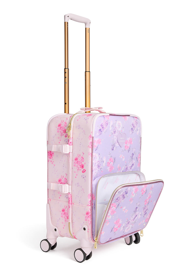 STATE x LoveShackFancy Logan Carry On Suitcase - Stylish Pink Floral Luggage for Women | Perfect for Weekend Getaways & Air Travel | TSA-Approved Spinner Bag