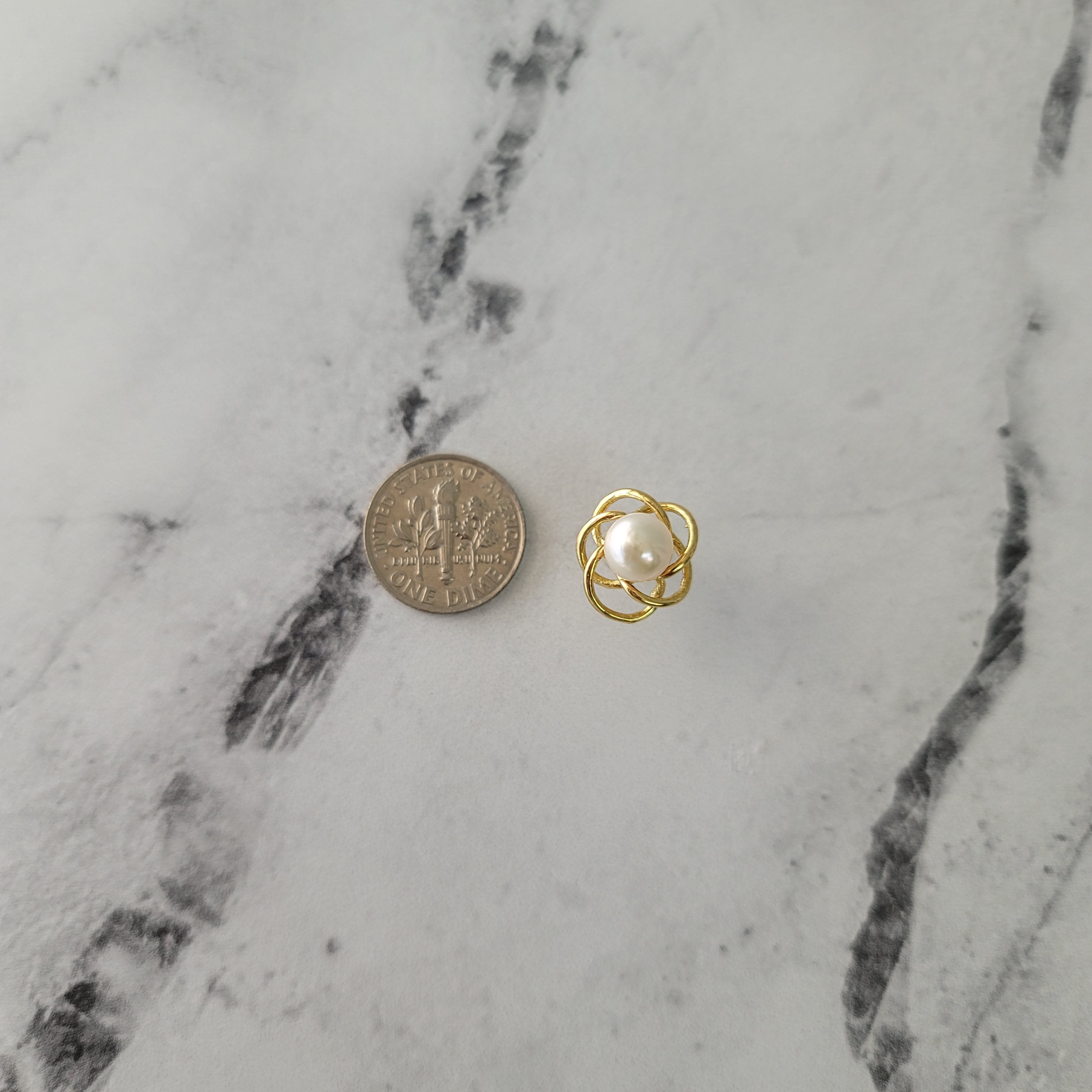 7MM Genuine Pearl Stud Earrings in 14K Yellow Gold - Classic Round Design for Women, Perfect for Weddings, Parties & Everyday Elegance