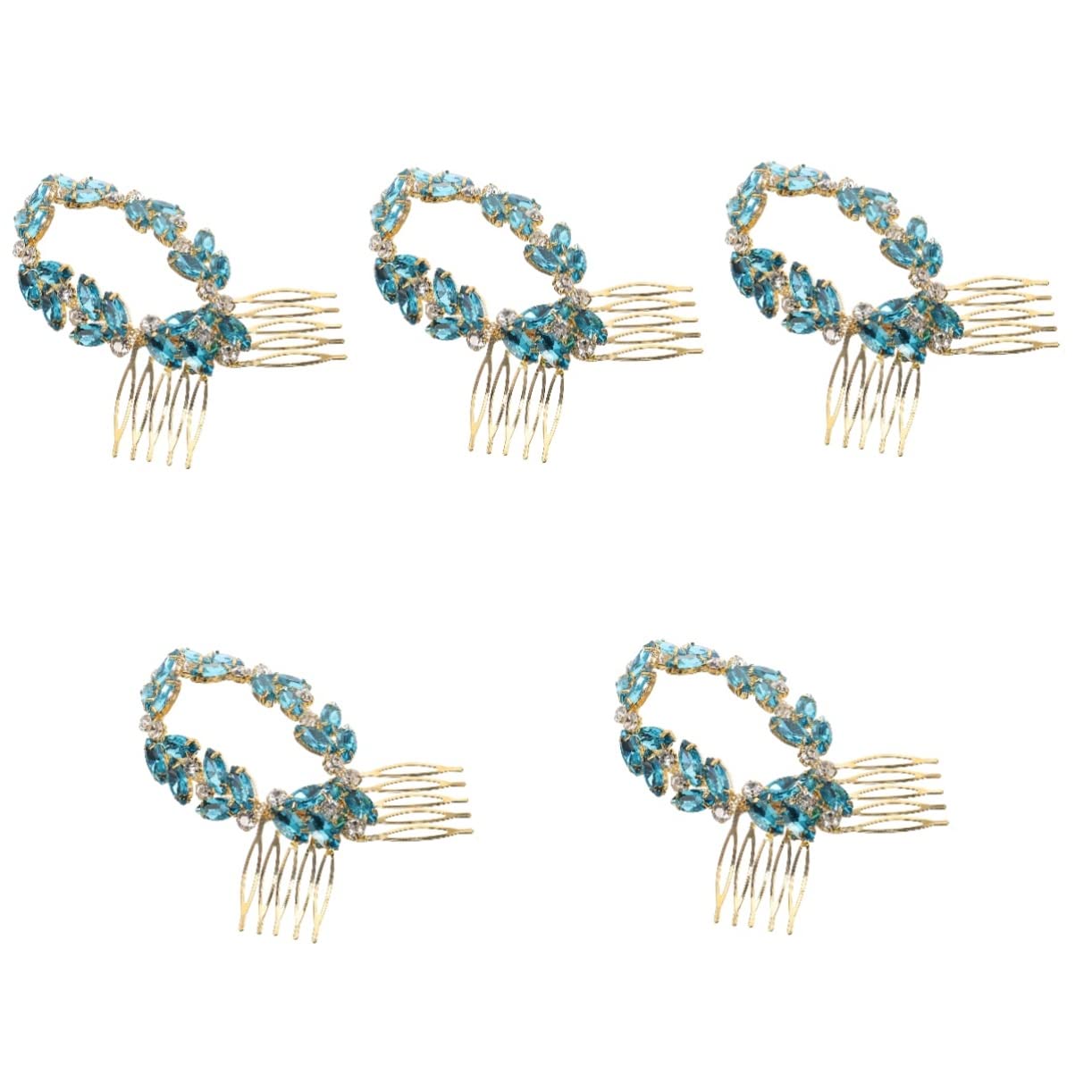 EXCEART 5-Piece Rhinestone Hair Comb Set - Crystal Leaf Hair Forks, Bridal Headpieces, Alloy Hair Clips for Wedding, Bridesmaid & Special Occasions | Perfect for Updos, Side Styling & Formal Events