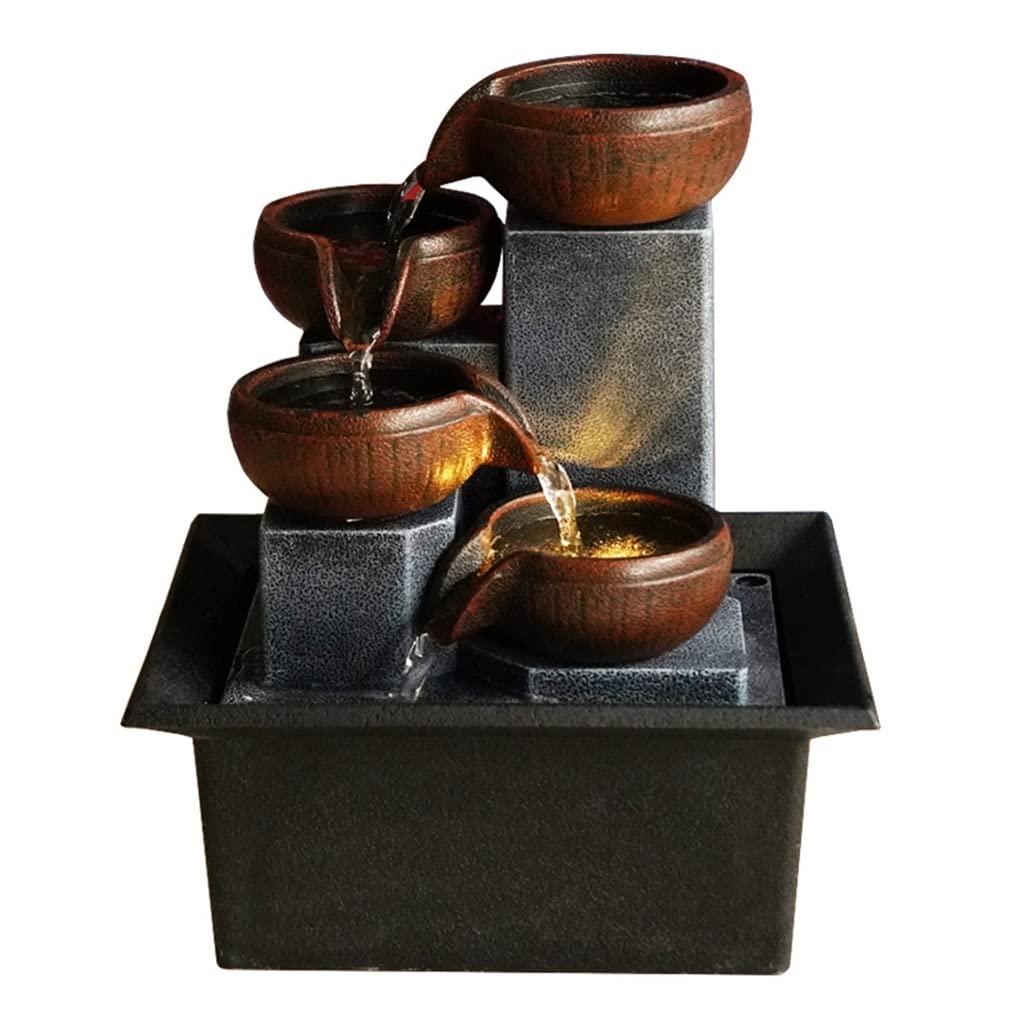 JRDHGRK Tabletop Fountain - Zen Water Feature for Home, Office & Garden Decor - Mini Rockery Waterfall with LED Lights - Indoor Desktop Ornament for Relaxation & Stress Relief (As Shown, One Size) | Perfect for Meditation Spaces, Living Rooms & Office Desks