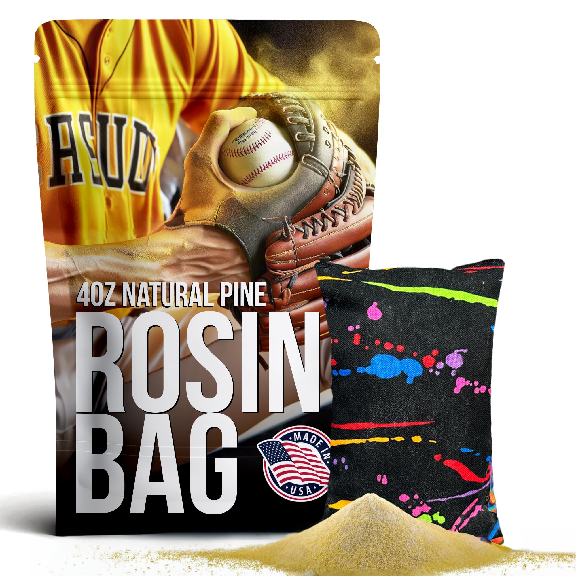 4 Oz Premium Rosin Bags for Extra Hand Grip - Baseball, Tennis, Bowling & Golf Accessories | Pine Rosin Powder for Sweaty Hands & Pole Dancing | Improve Performance in Sports & Fitness Activities