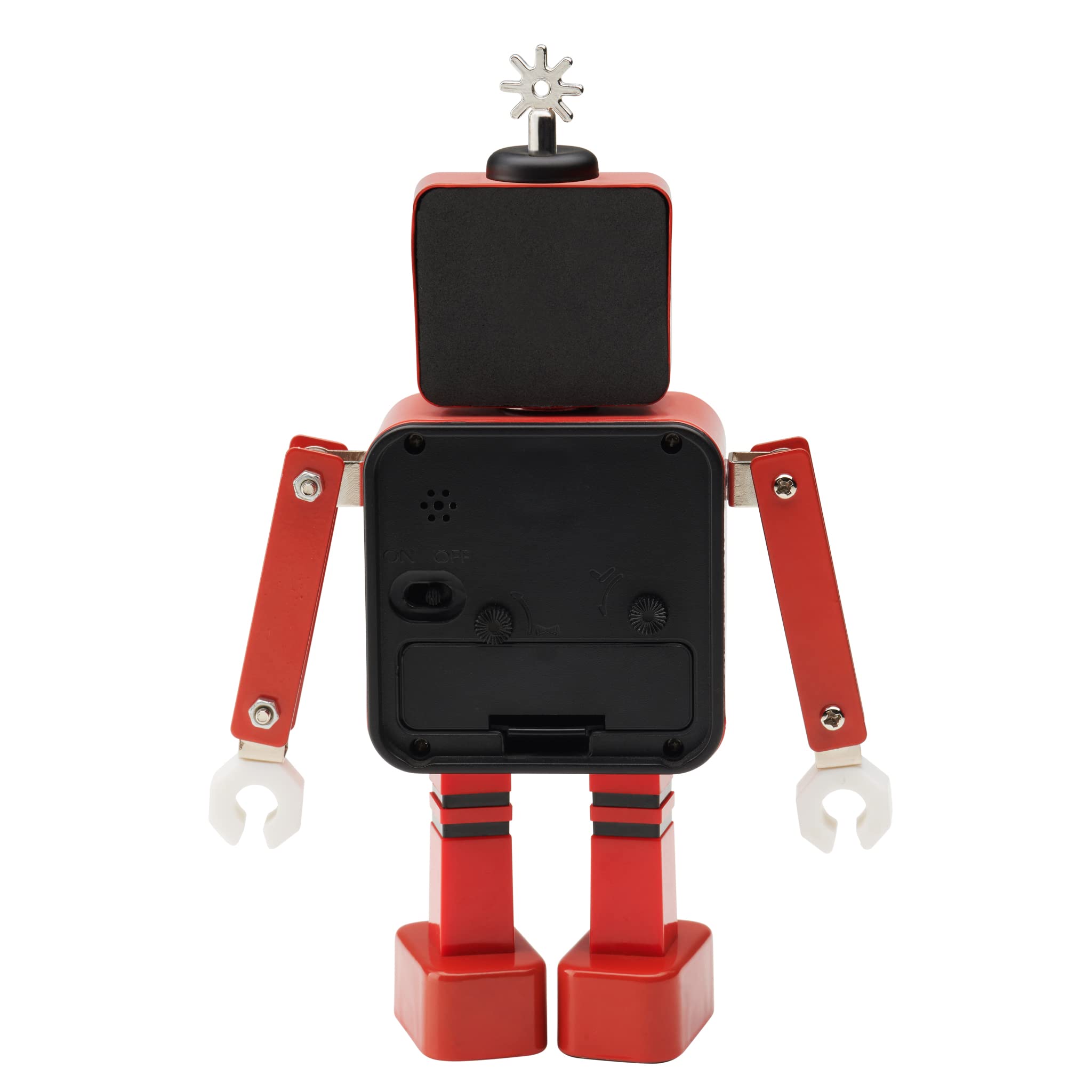Torre & Tagus Futuristic Red Metal Robot Alarm Clock - Customizable Digital Timepiece for Bedroom, Office & Kids Room | Smart LED Display with Snooze Function