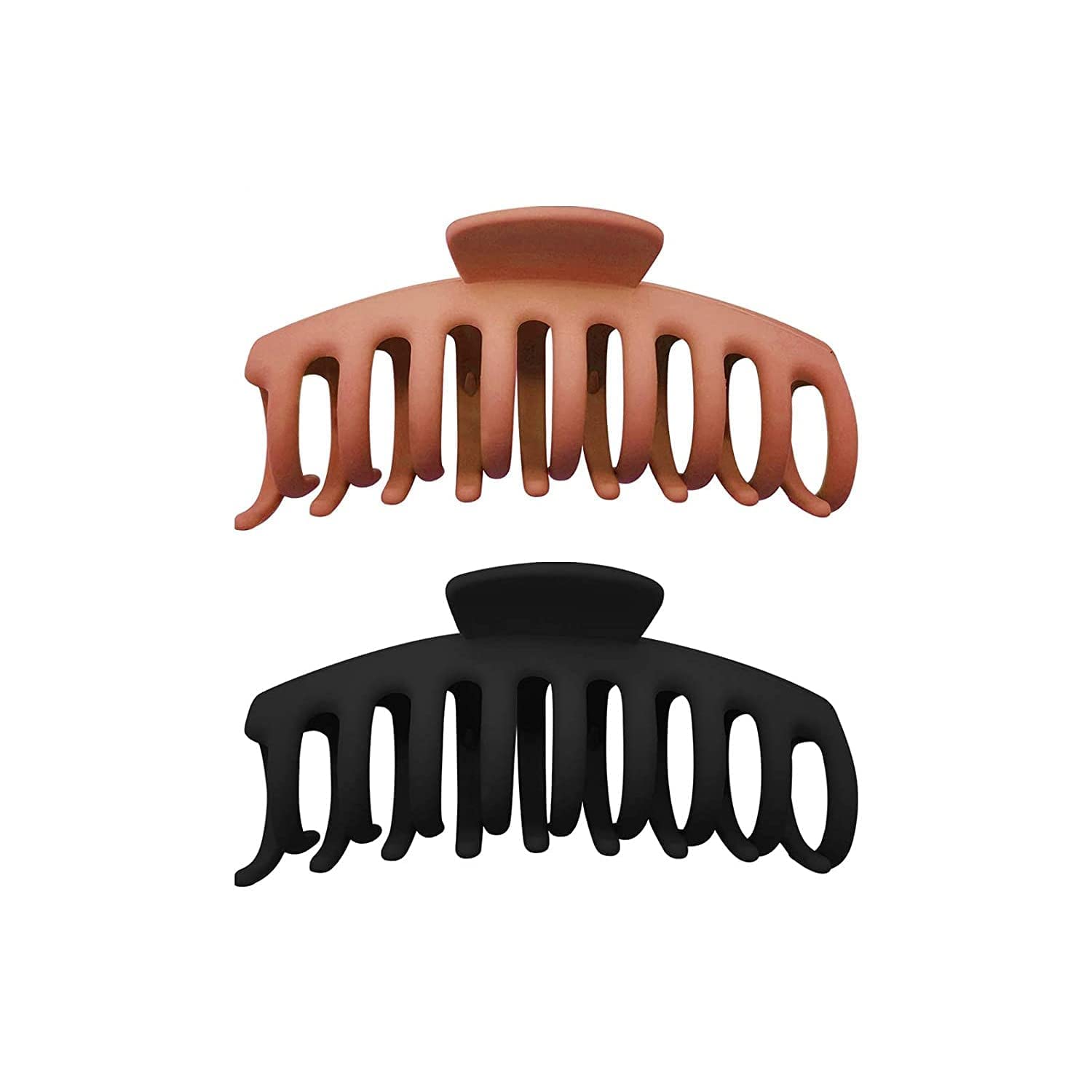 Trendy Anti-Slip Strong Grip Plastic Hair Claw Clips for Women & Girls - 2 Pack Fashion Hair Accessories for Ponytails, Buns & Everyday Styling