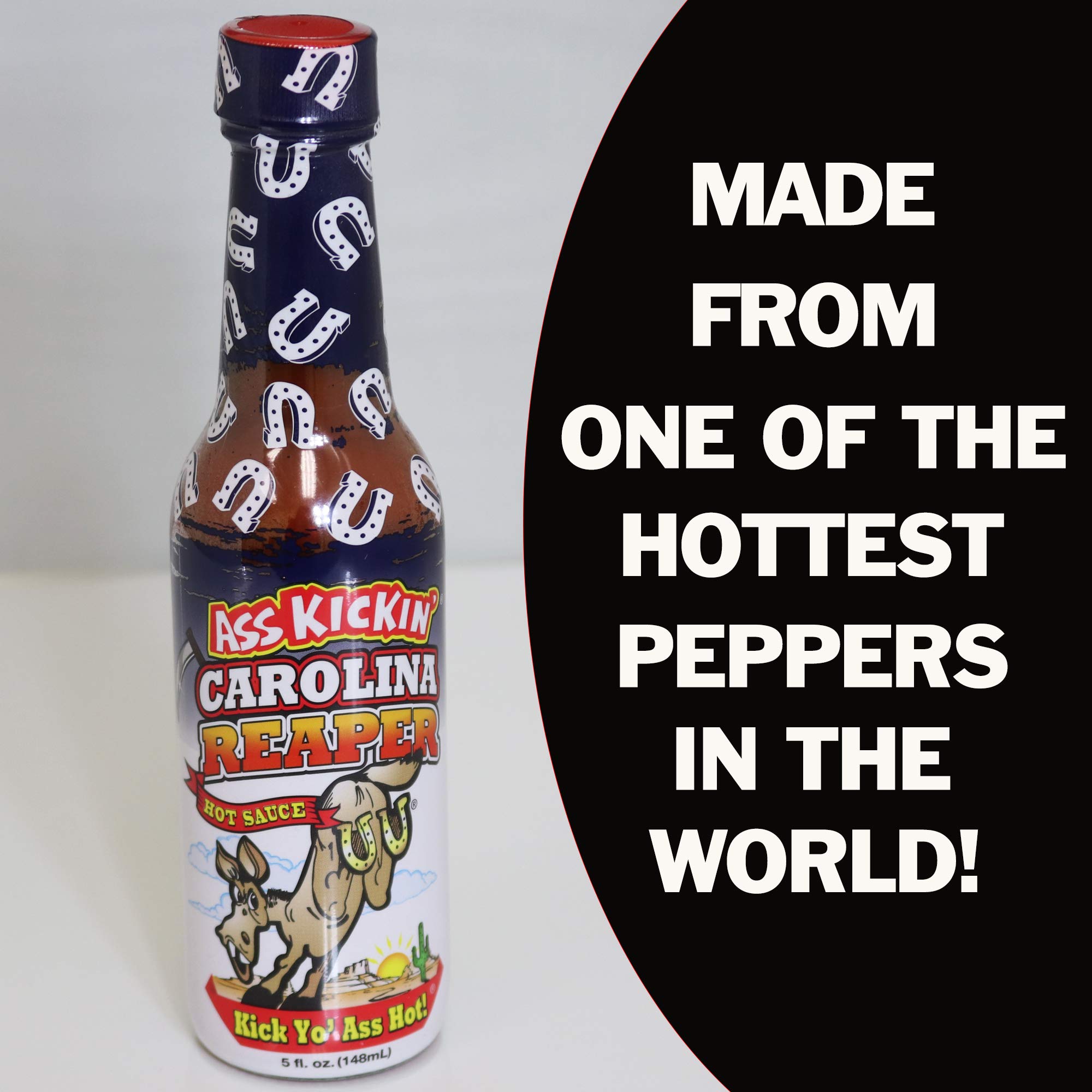 ASS KICKIN' Carolina Reaper Hot Sauce - 5oz (6 Pack) | Premium Gourmet Spicy Sauce for Wings, Tacos & Burgers | Extreme Heat Challenge | Perfect for Gifts, Cooking & BBQ Parties