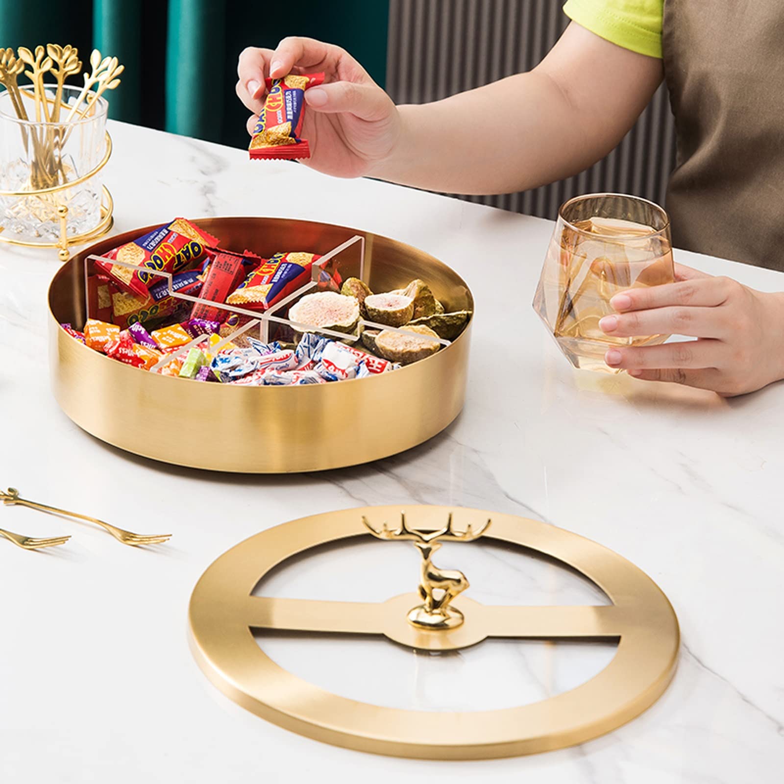 Pure Copper Fruit Bowl - Elegant Candy & Snack Tray for Living Room Coffee Table | Luxury Dried Fruit Storage Basket | Perfect for Home Decor, Entertaining Guests & Healthy Snacking