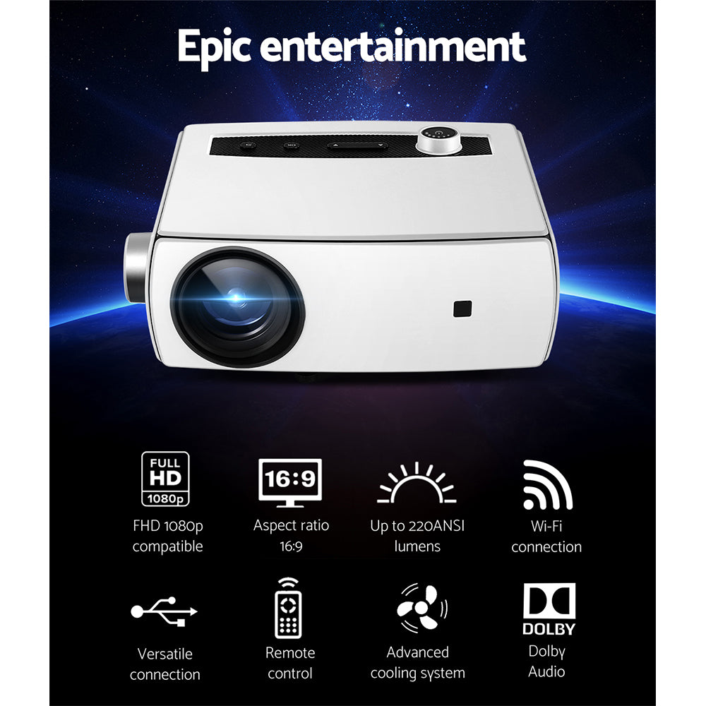 Devanti Mini Video Projector - Portable HD 1080P Home Theater Projector with WiFi, USB & HDMI | Perfect for Movie Nights, Gaming & Outdoor Entertainment