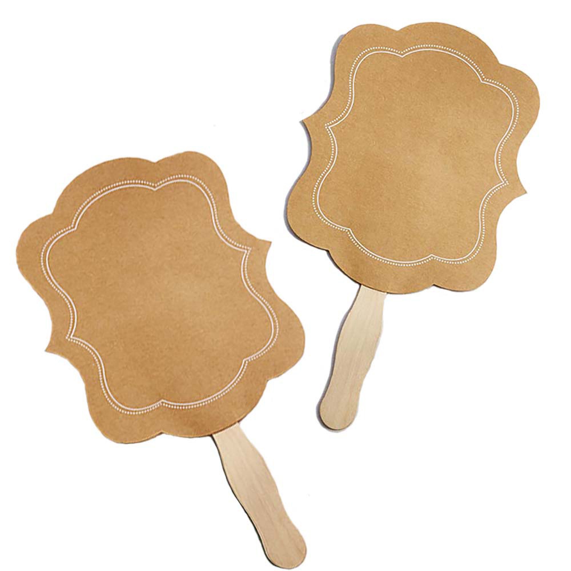 Personalized Kraft Hand Fan Set of 20 - Eco-Friendly Paper Fans for Weddings, Parties & Outdoor Events - Custom Printed Handheld Fans for Guests & Decorations