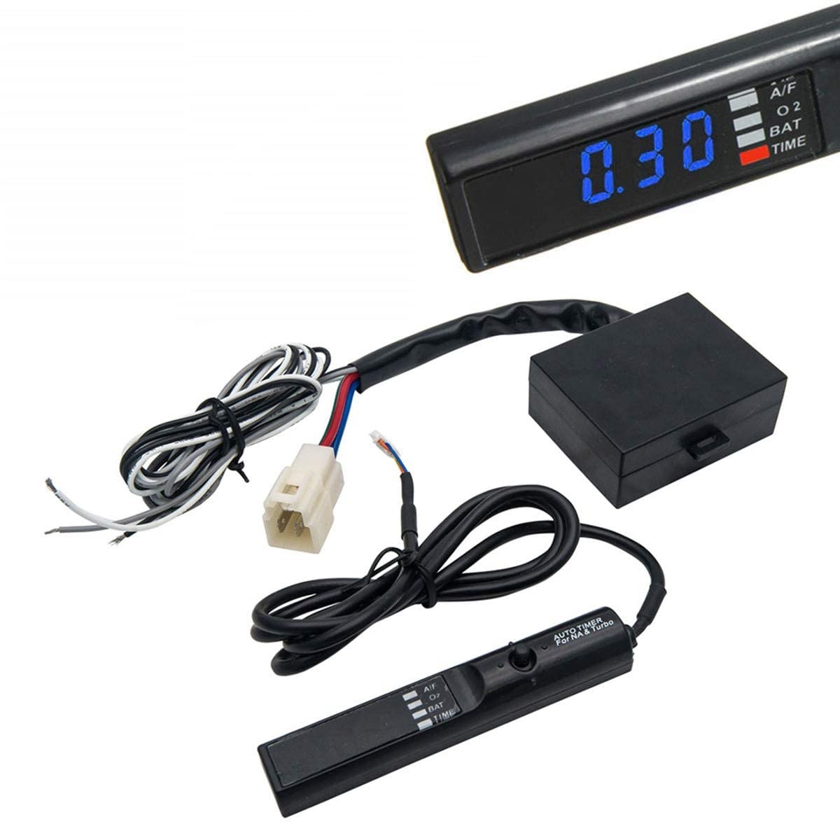 TOTMOX 12V Universal Auto Turbo Timer with LED Digital A/F Display - Engine Cool Down Timer for Turbocharged Vehicles - Perfect for Performance Cars & Parking Time Control (Blue Light)
