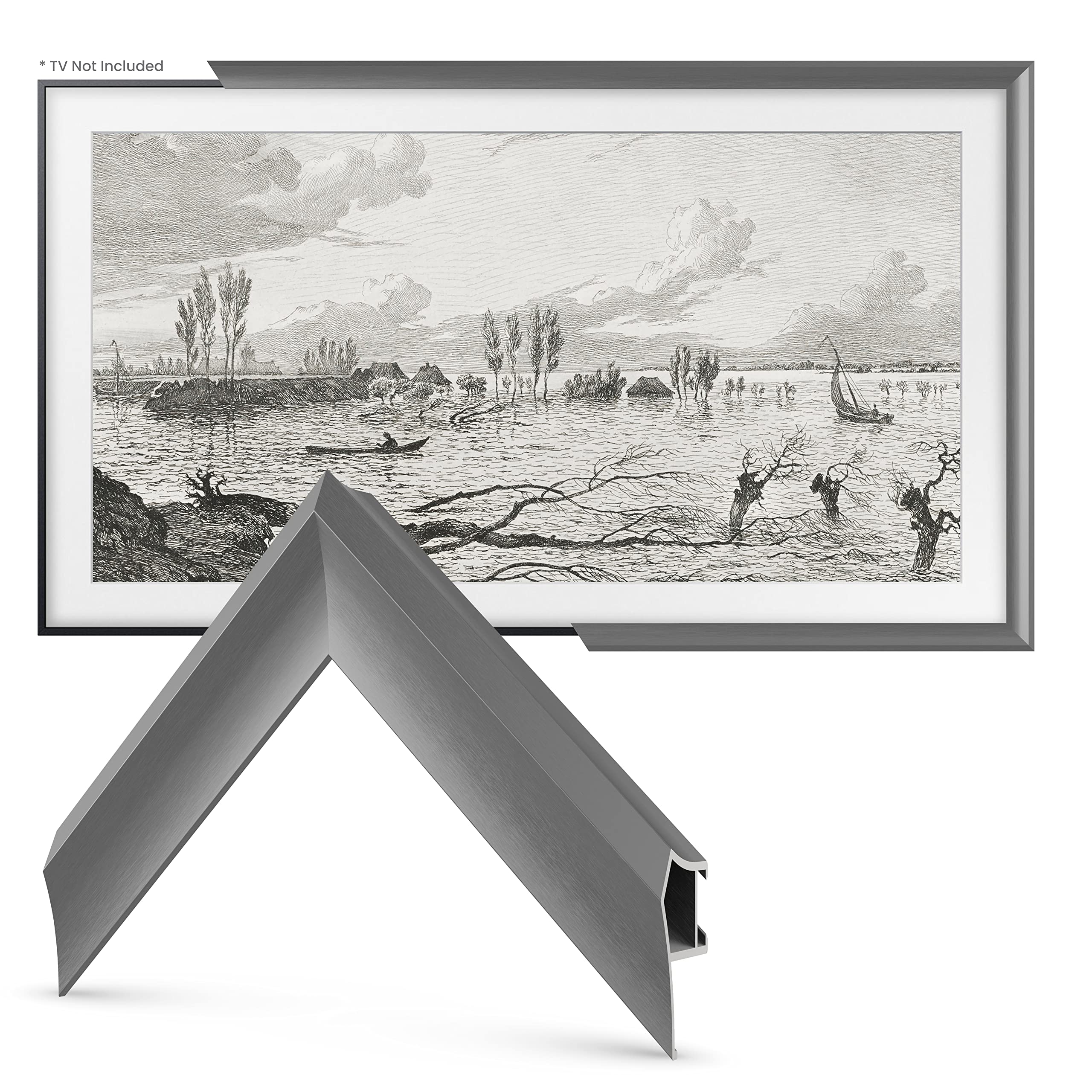 Decorative TV Frames Alloy Prismatic - Graphite Bezel for Samsung The Frame TV (50 Inch, Compatible with 2021-2023 Models) | Modern Home Theater Decor & Living Room Aesthetic Upgrade