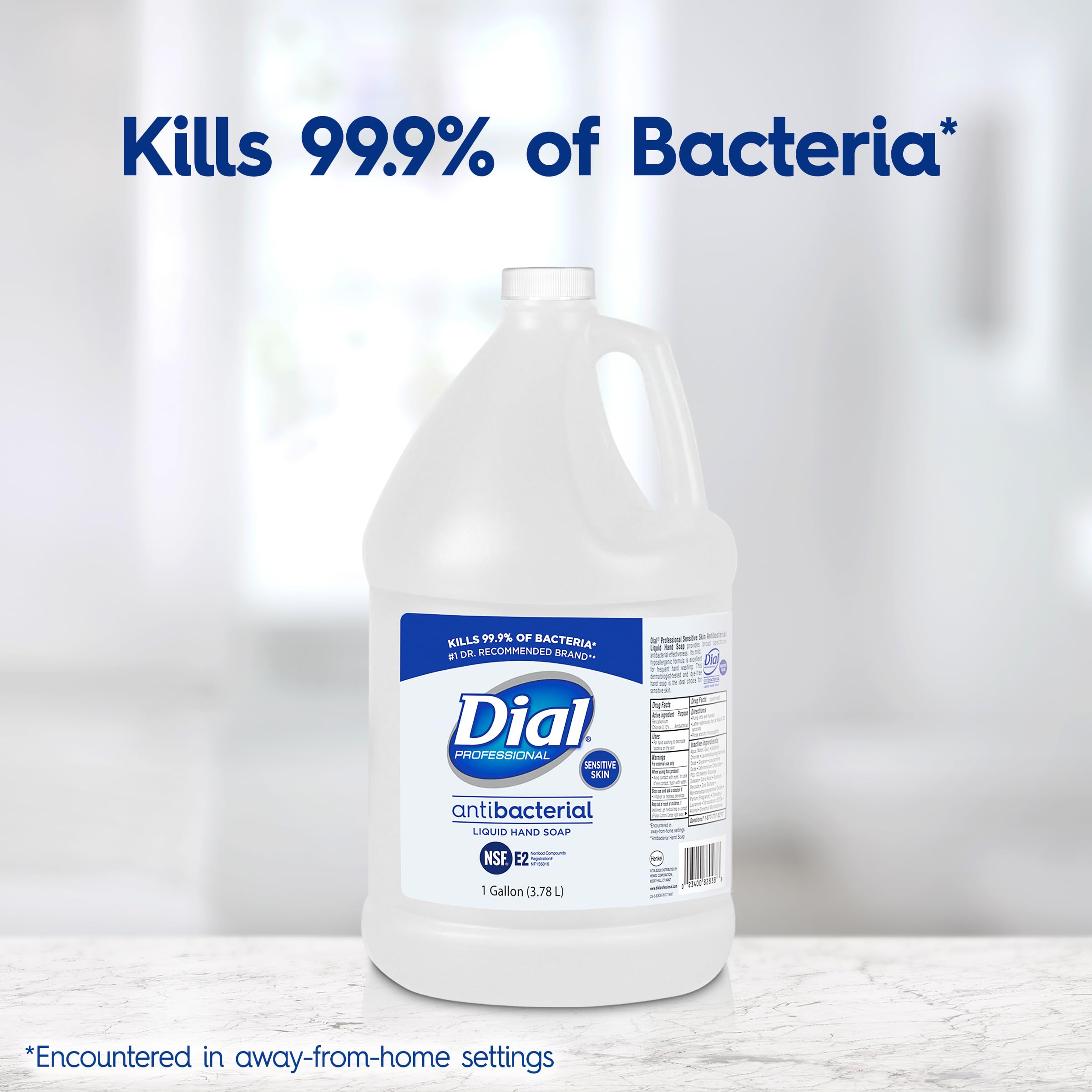 Dial Professional Sensitive Skin Antibacterial Liquid Hand Soap Refill - 1 Gallon (128 Fl Oz) | Gentle Cleansing for Healthcare, Food Service & Home Use | Kills 99.9% of Germs