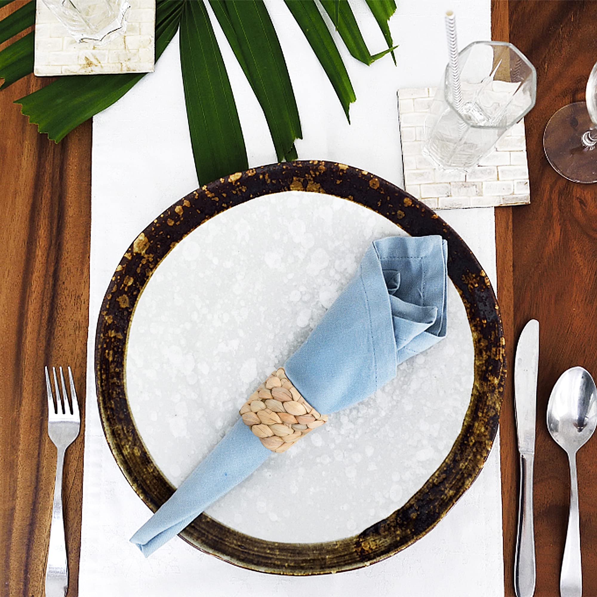 Handmade Woven Napkin Rings Set of 8 - Rustic Farmhouse Style Table Decor for Easter, Thanksgiving & Holidays - Perfect for Spring & Summer Dining Decorations