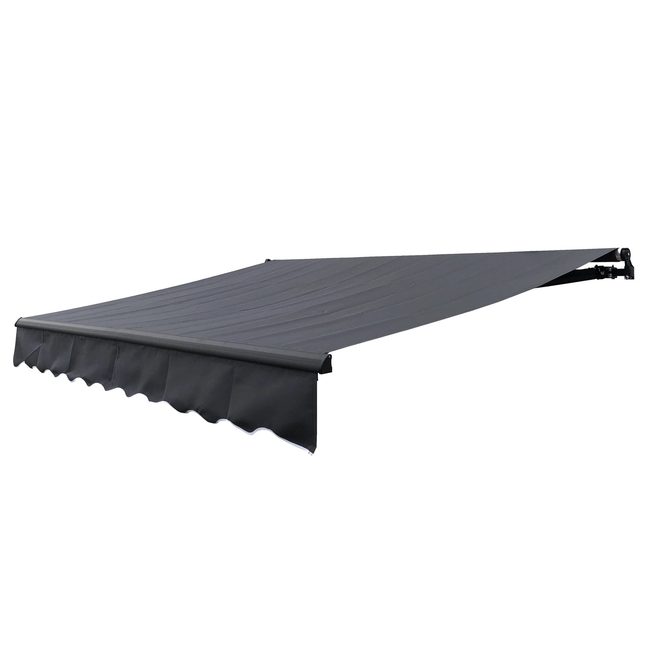 Aleko 16x10 Feet Motorized Retractable Patio Awning - Black Frame with Gray Fabric for Outdoor Shade & Sun Protection - Perfect for Backyard, Deck, and Poolside Relaxation
