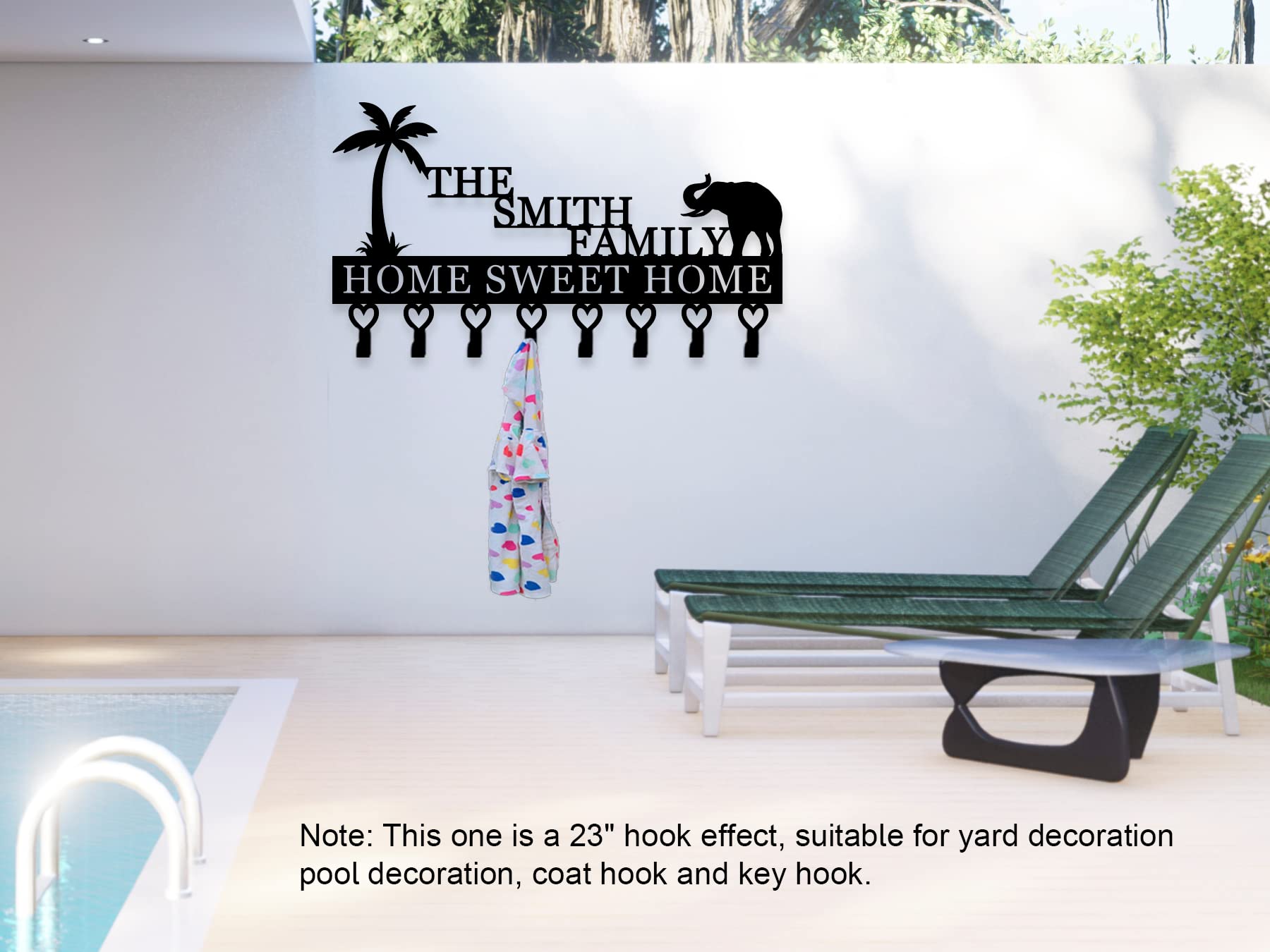 Personalized Elephant Wall Key Holder with Family Name - Decorative Key Rack for Home Entryway, Mounted Key Hooks for Keys, Dog Leash & Towels - Perfect for Living Room, Bedroom or Office Organization