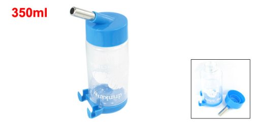 uxcell 350ml Hanging Water Bottle Feeder for Small Pets - Blue/Clear - Perfect for Cages, Crates & Travel