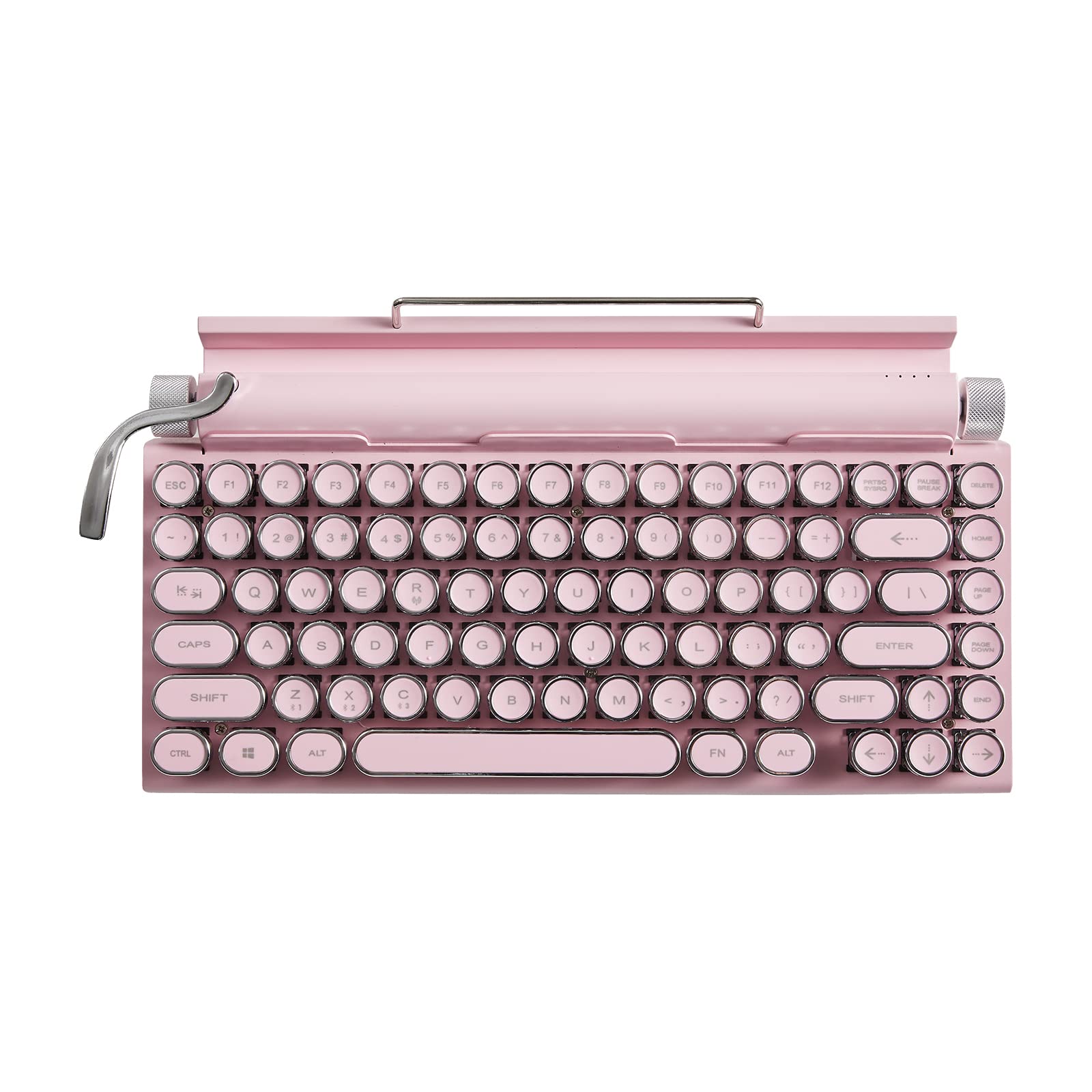 Taiahiro Retro Mechanical Keyboard - Wired & Wireless 80% Compact Layout with Hot-Swappable Blue Switches, Bluetooth 5.0, Round Keycaps & LED Backlit - Compatible with Windows/macOS/Android/Linux - Perfect for Typing, Gaming & Office Work
