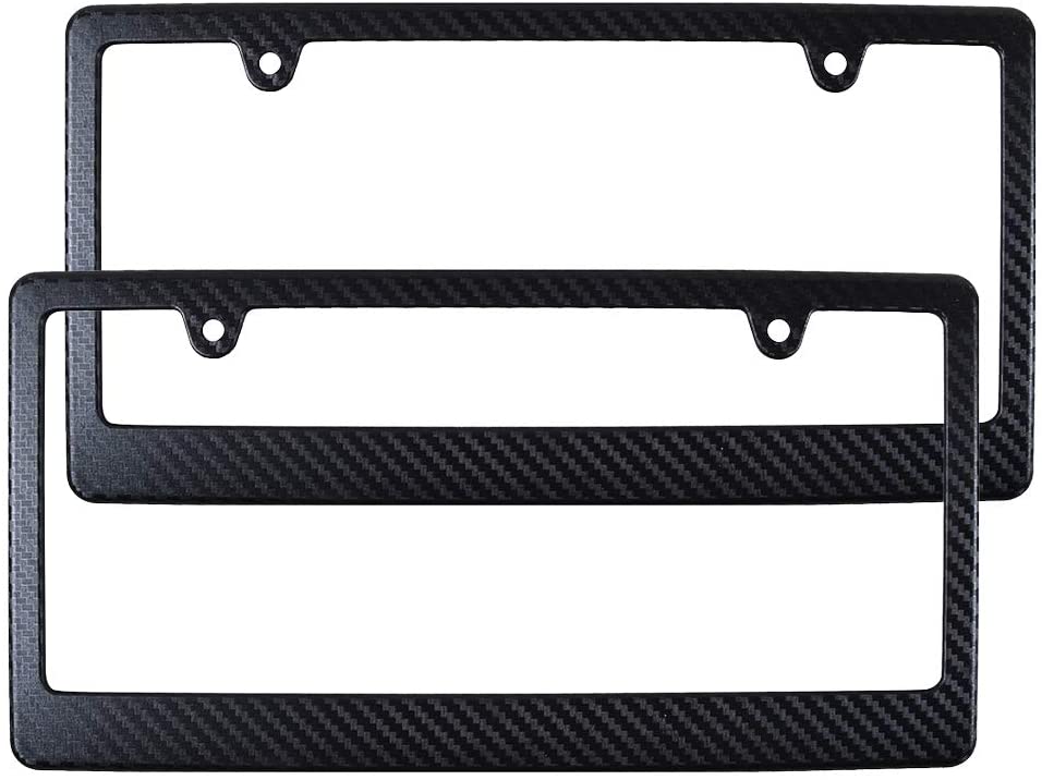 2-Pack Carbon Fiber Texture License Plate Frame Holder Bracket - Durable Plastic Car Accessory for Vehicle Customization & Personalization | Perfect for Cars, Trucks & SUVs