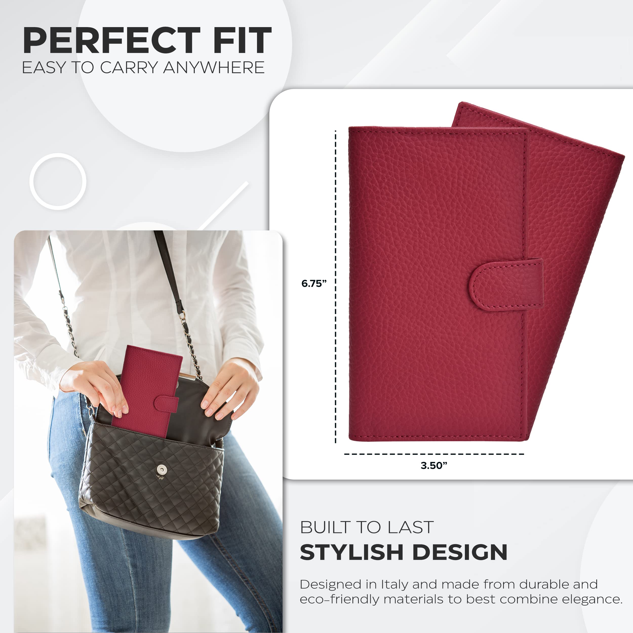 Oak Leather RFID Slim Wallet - Checkbook Cover for Men & Women | Gift & Travel Essentials
